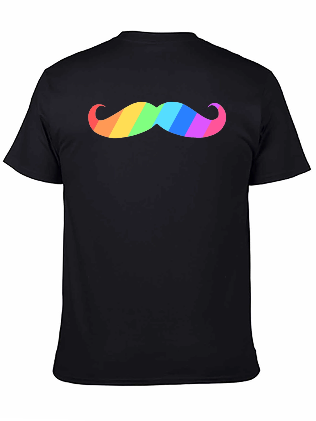Rainbow Mustache Graphic Tee - Black Cotton T-Shirt