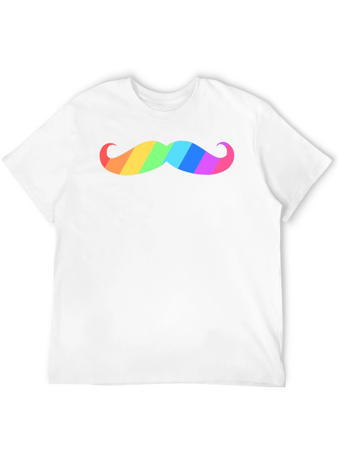 Rainbow Mustache Graphic Tee - Black Cotton T-Shirt