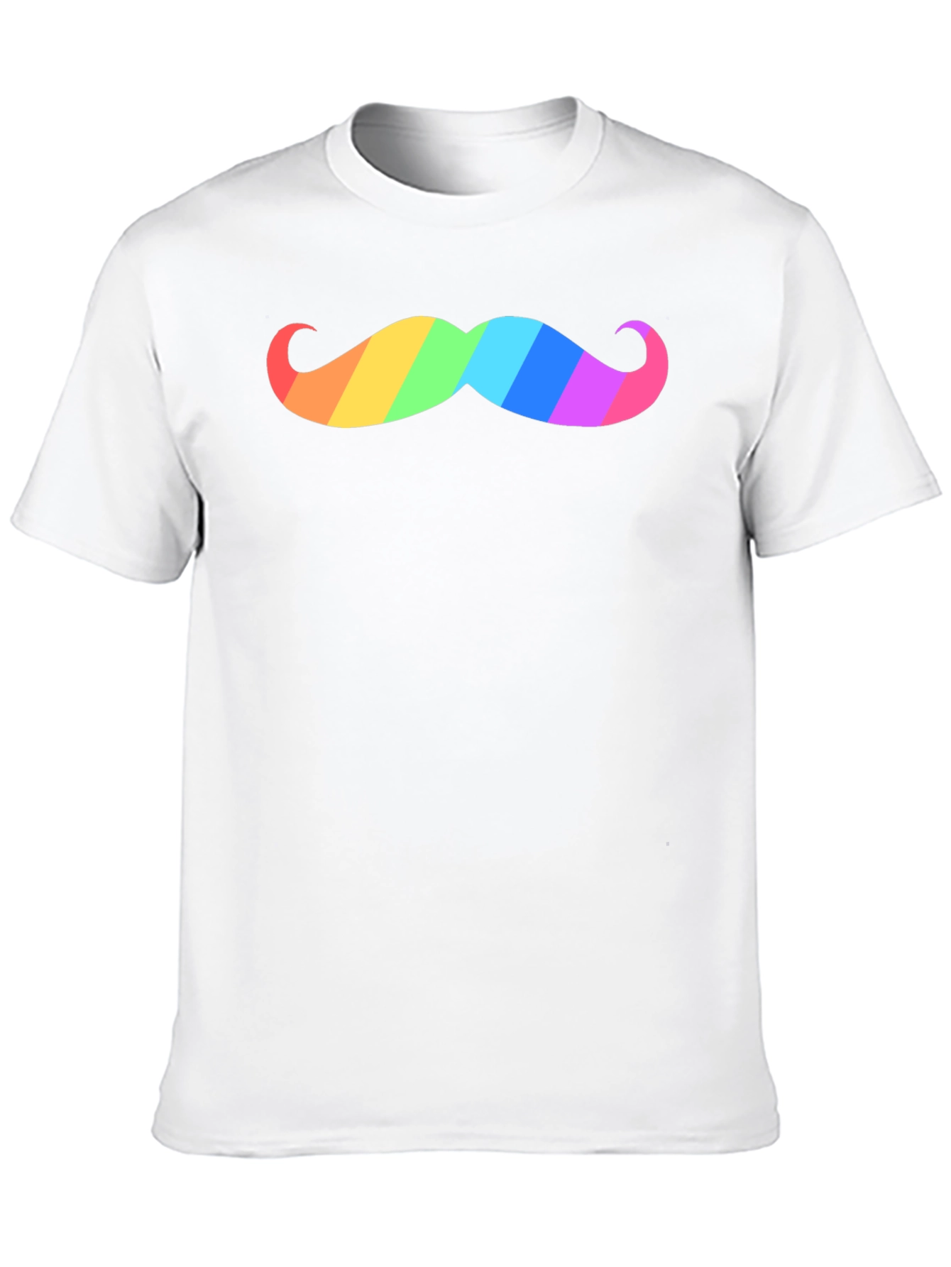 Rainbow Mustache Graphic Tee - Black Cotton T-Shirt