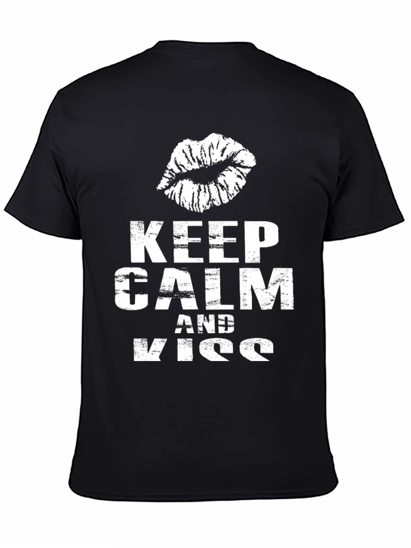 Keep Calm & Kiss Black Graphic Tee