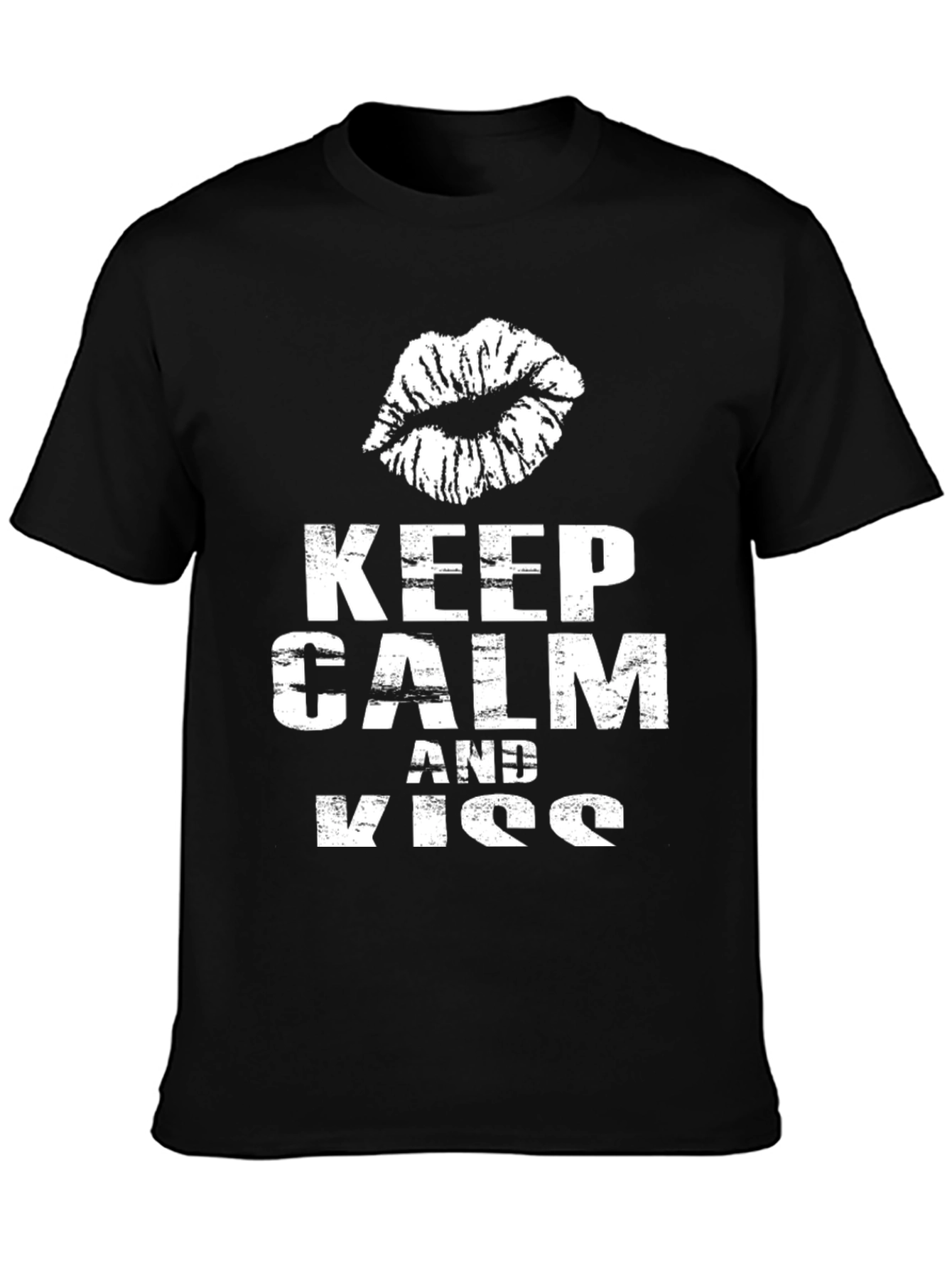 Keep Calm & Kiss Black Graphic Tee