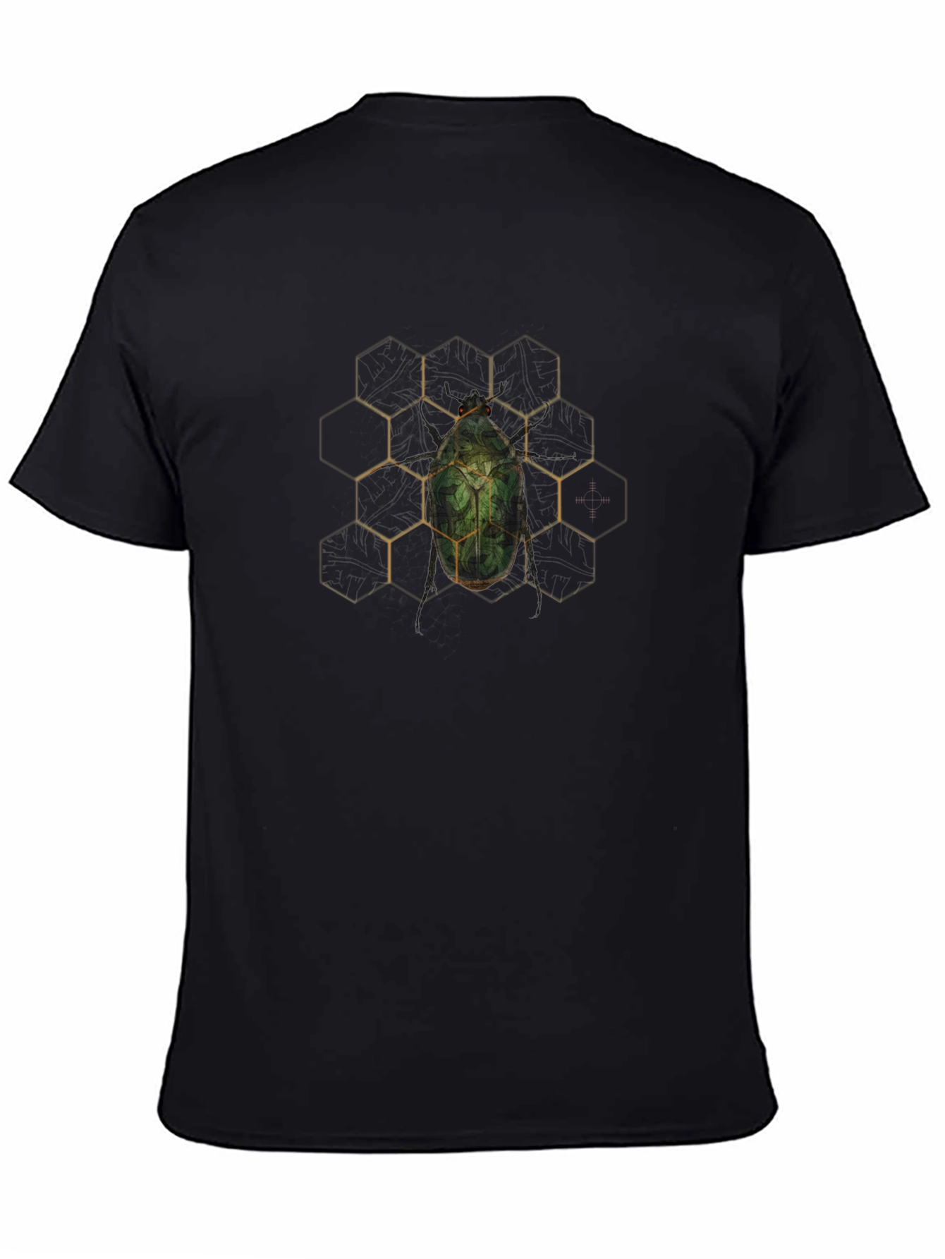 Geometric Beetle Graphic Black T-Shirt