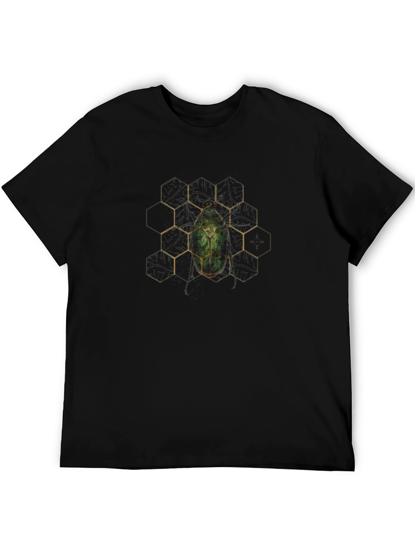 Geometric Beetle Graphic Black T-Shirt