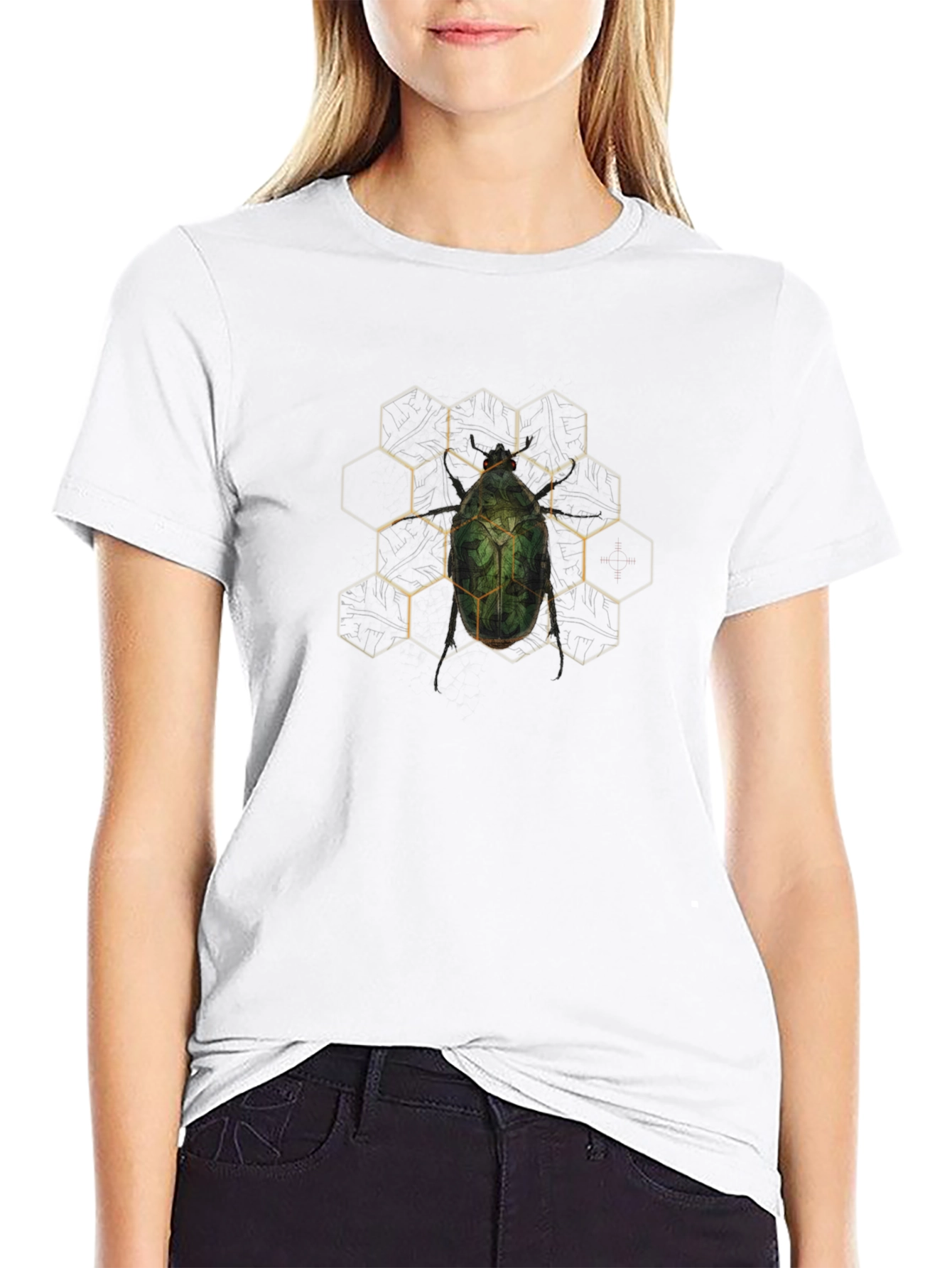 Geometric Beetle Graphic Black T-Shirt