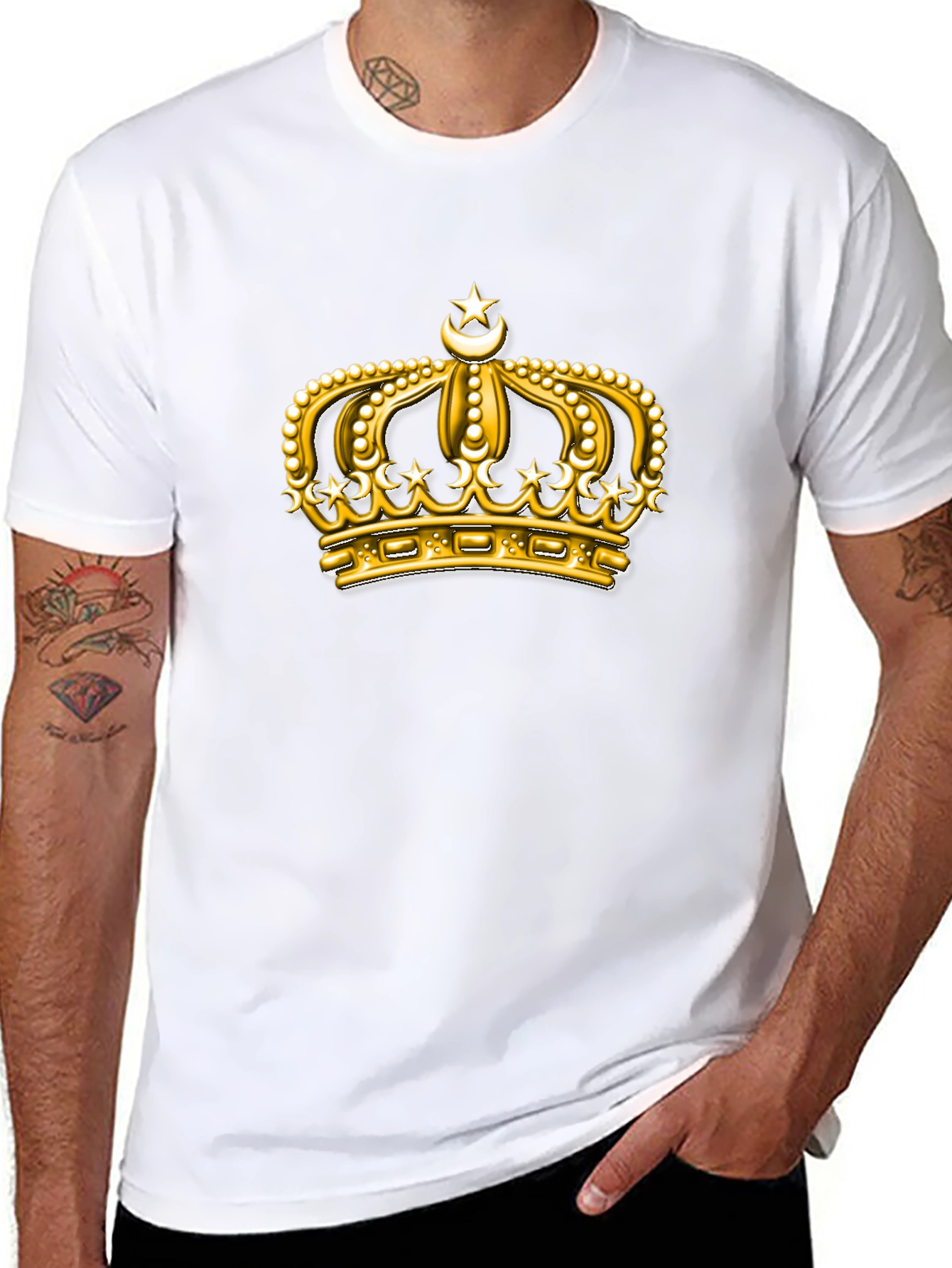 Golden Crown Graphic Tee - Premium Black T-Shirt