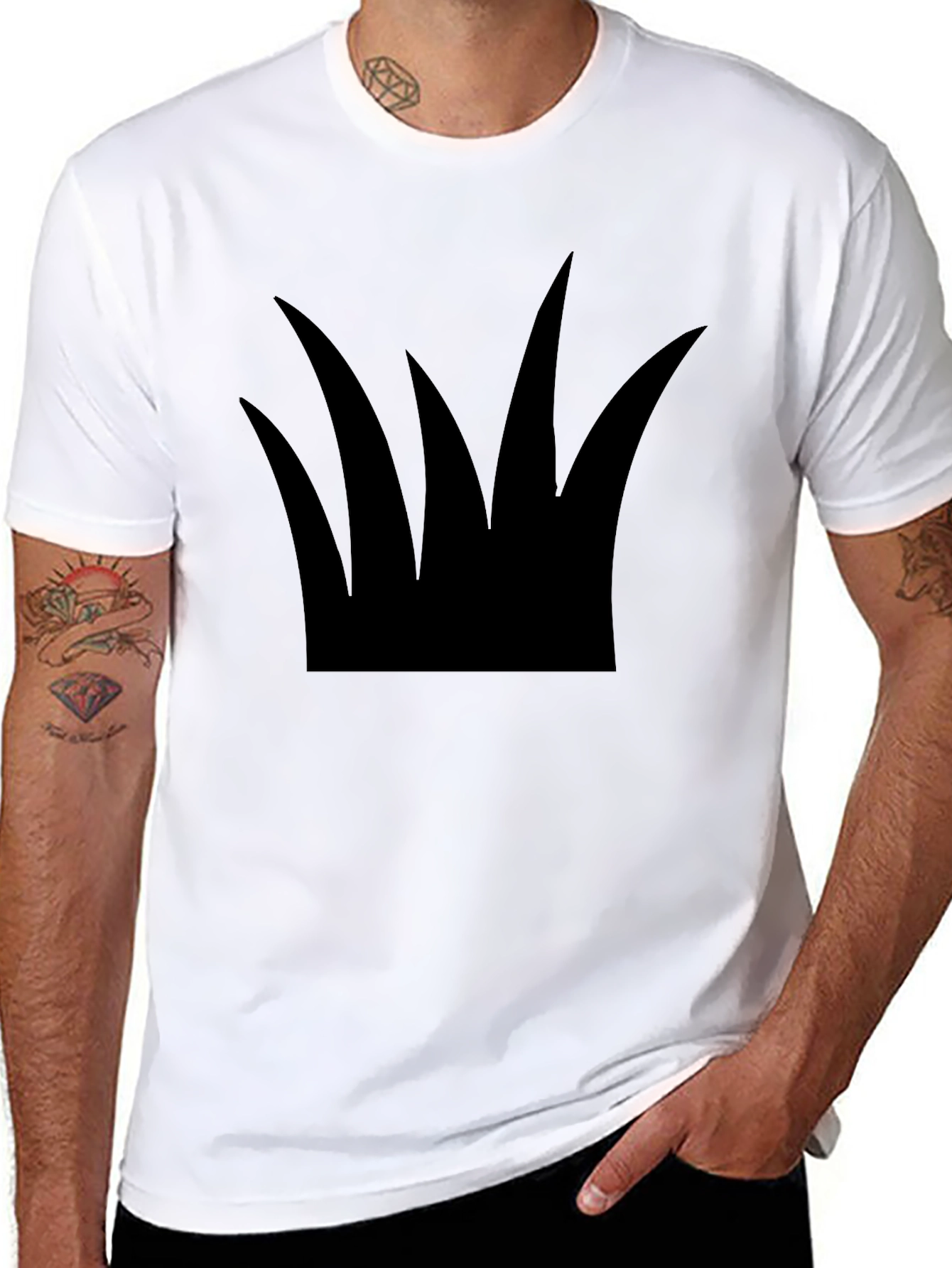Minimalist Grass Silhouette Black T-Shirt
