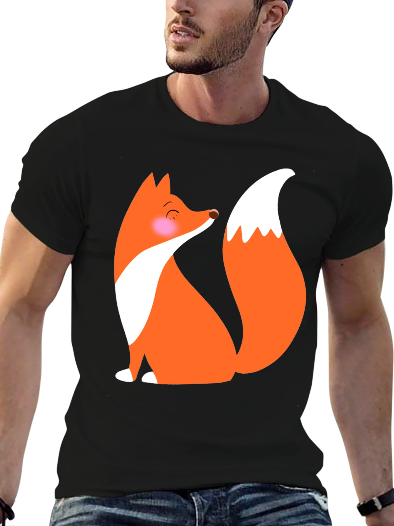 Cute Fox Graphic T-Shirt - Black