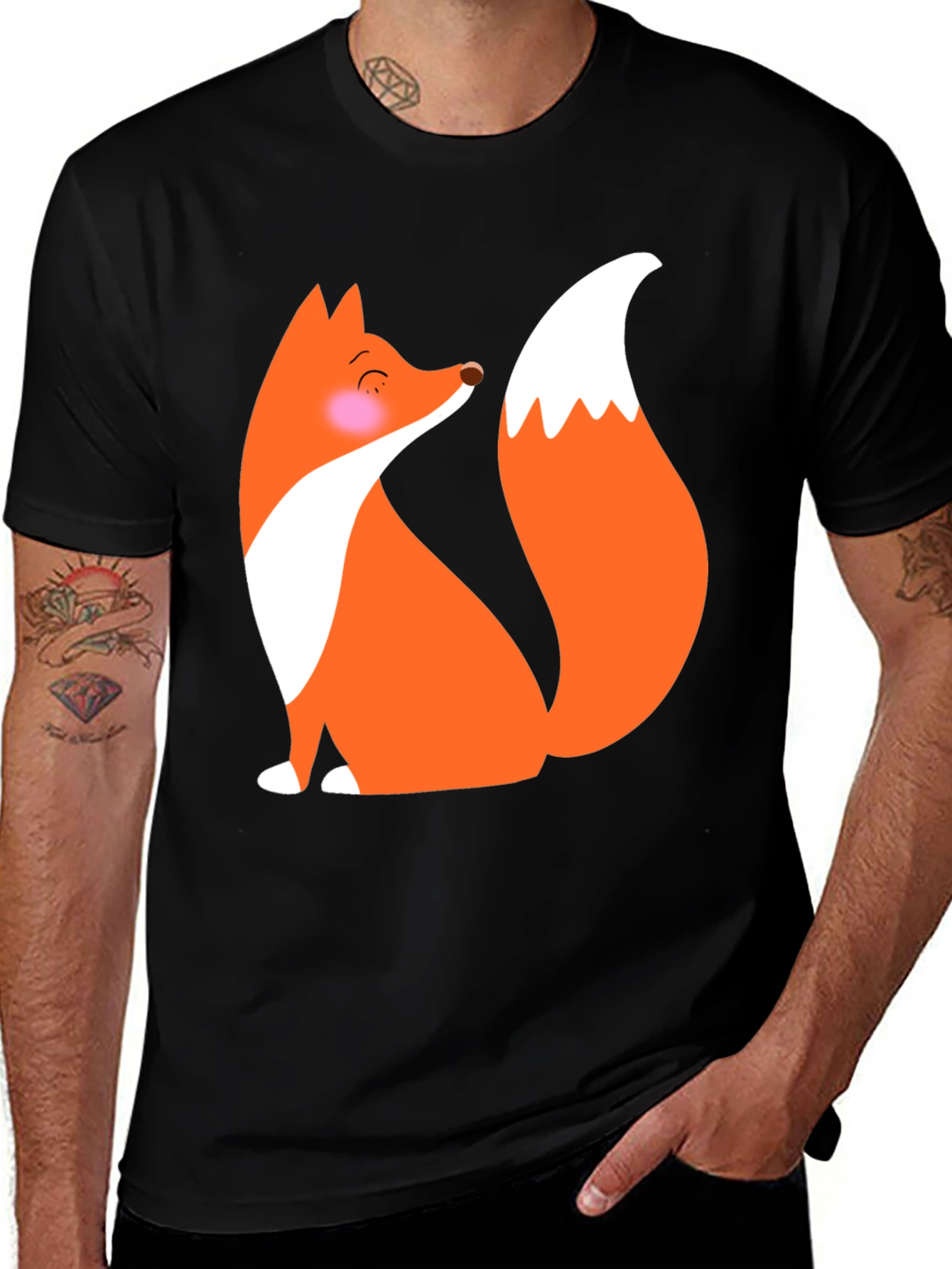 Cute Fox Graphic T-Shirt - Black