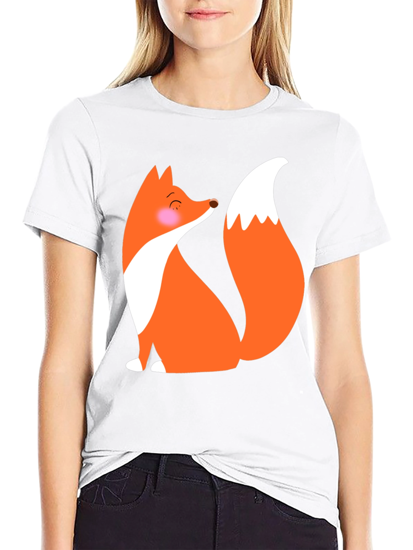 Cute Fox Graphic T-Shirt - Black