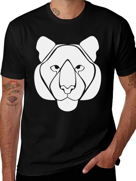 Abstract Lion Graphic Tee - Black Cotton T-Shirt