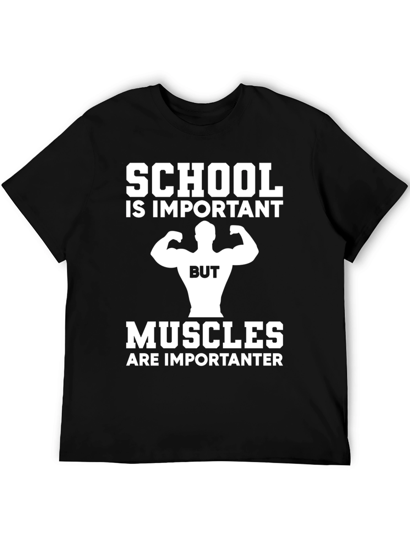 School vs Muscles Graphic T-Shirt - Black