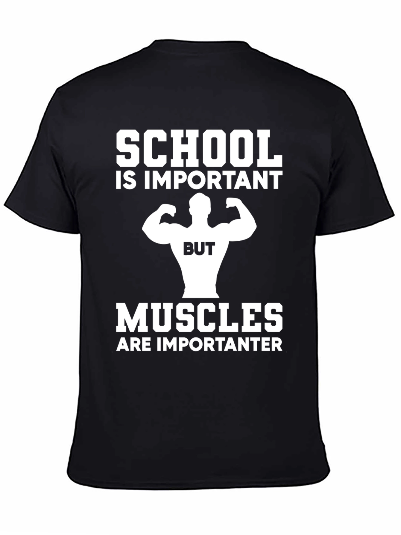 School vs Muscles Graphic T-Shirt - Black