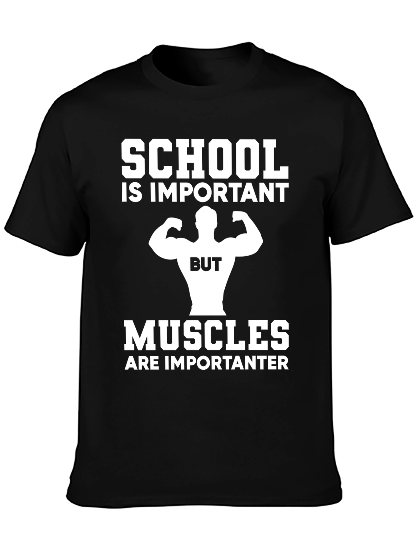 School vs Muscles Graphic T-Shirt - Black