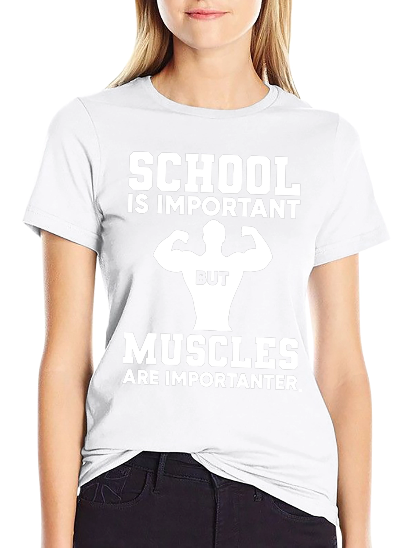 School vs Muscles Graphic T-Shirt - Black