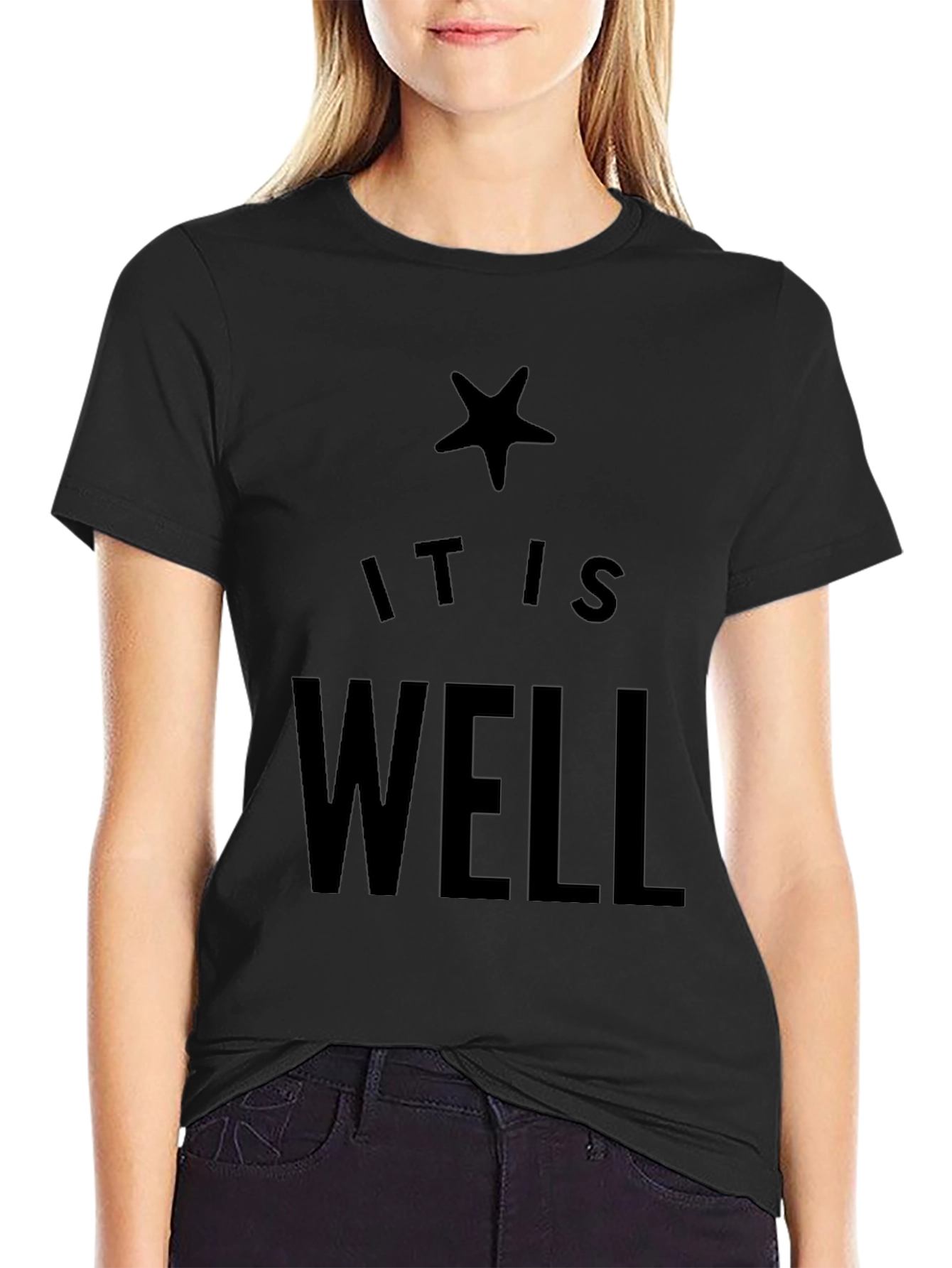 It Is Well Star Graphic Tee - Black