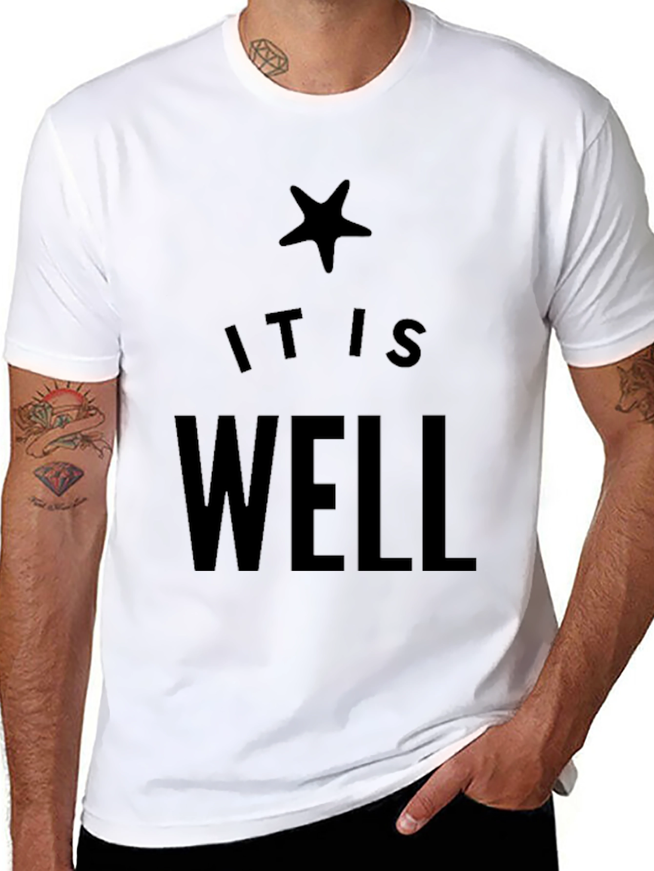 It Is Well Star Graphic Tee - Black