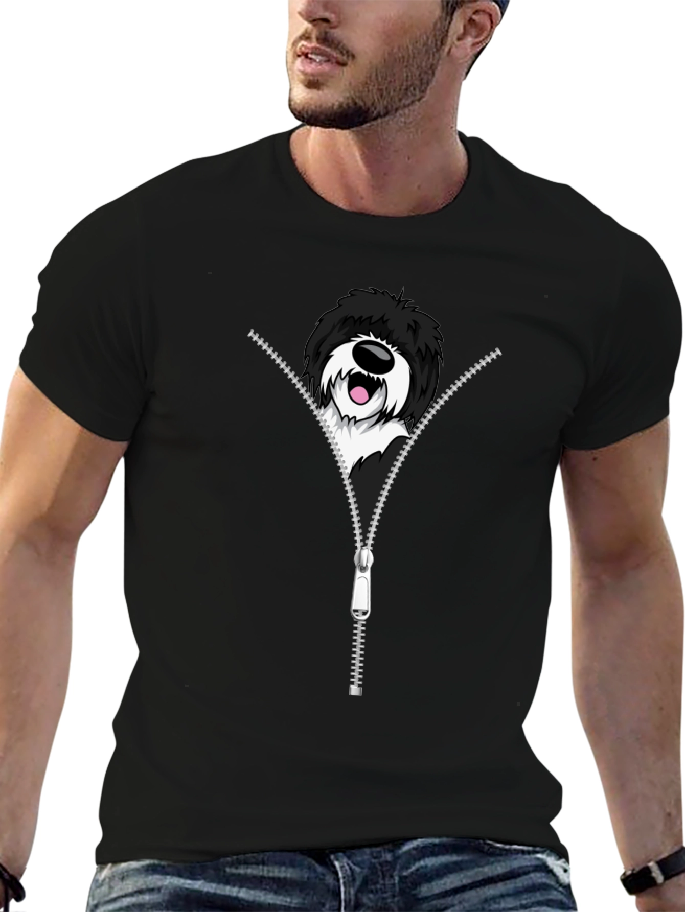 Dog Zipper T-Shirt - Unique Graphic Tee