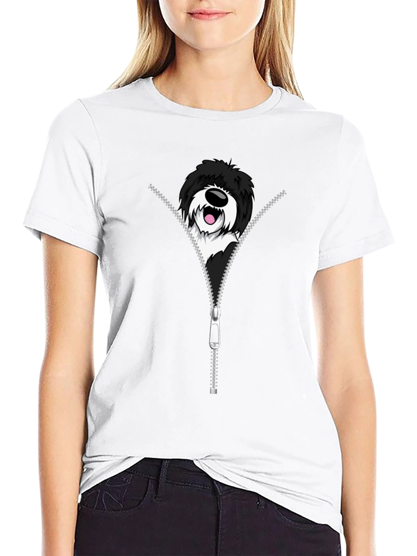 Dog Zipper T-Shirt - Unique Graphic Tee
