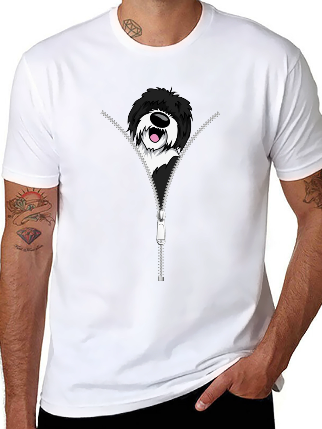 Dog Zipper T-Shirt - Unique Graphic Tee