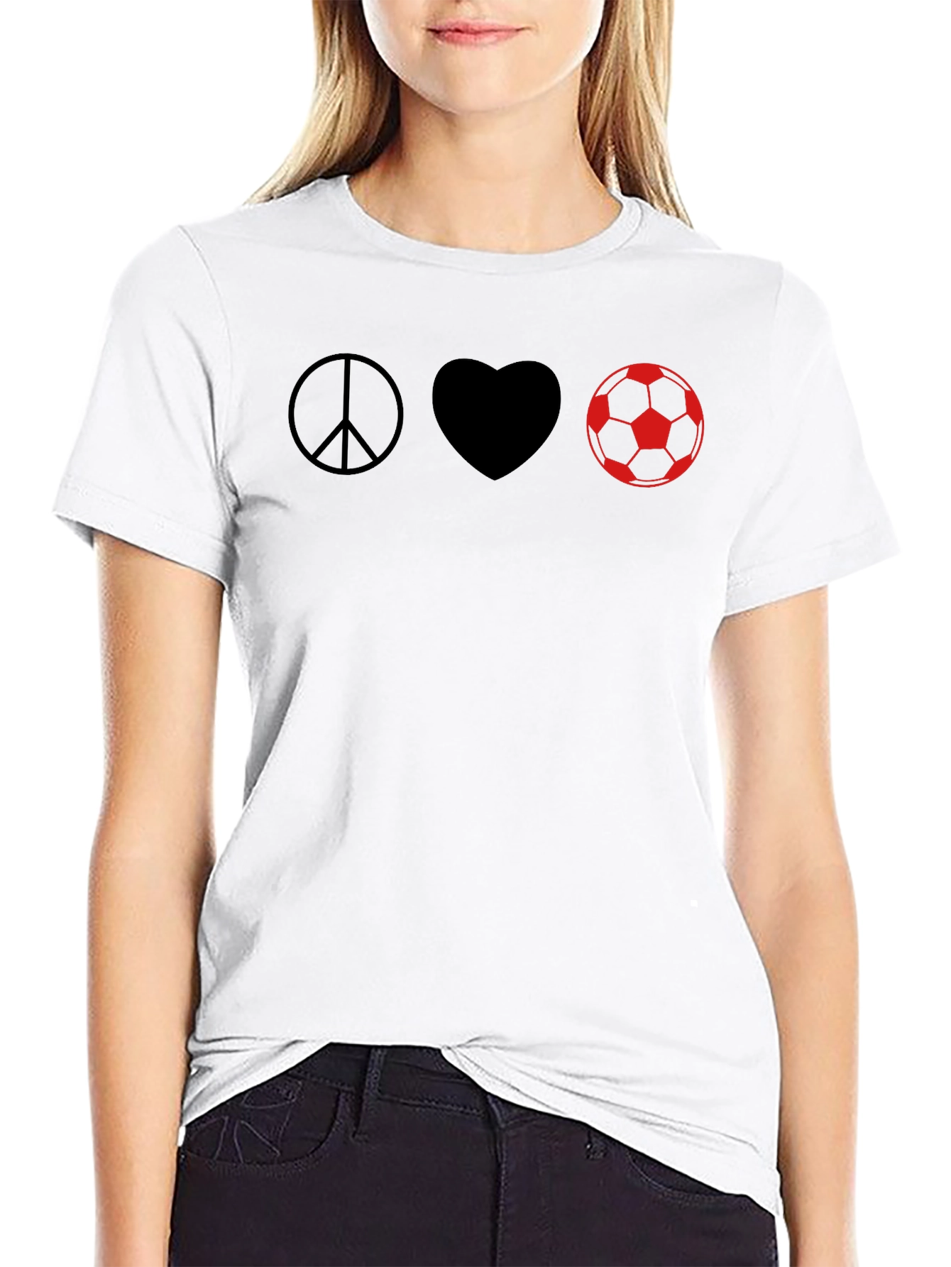 Peace Love Soccer T-Shirt - Black