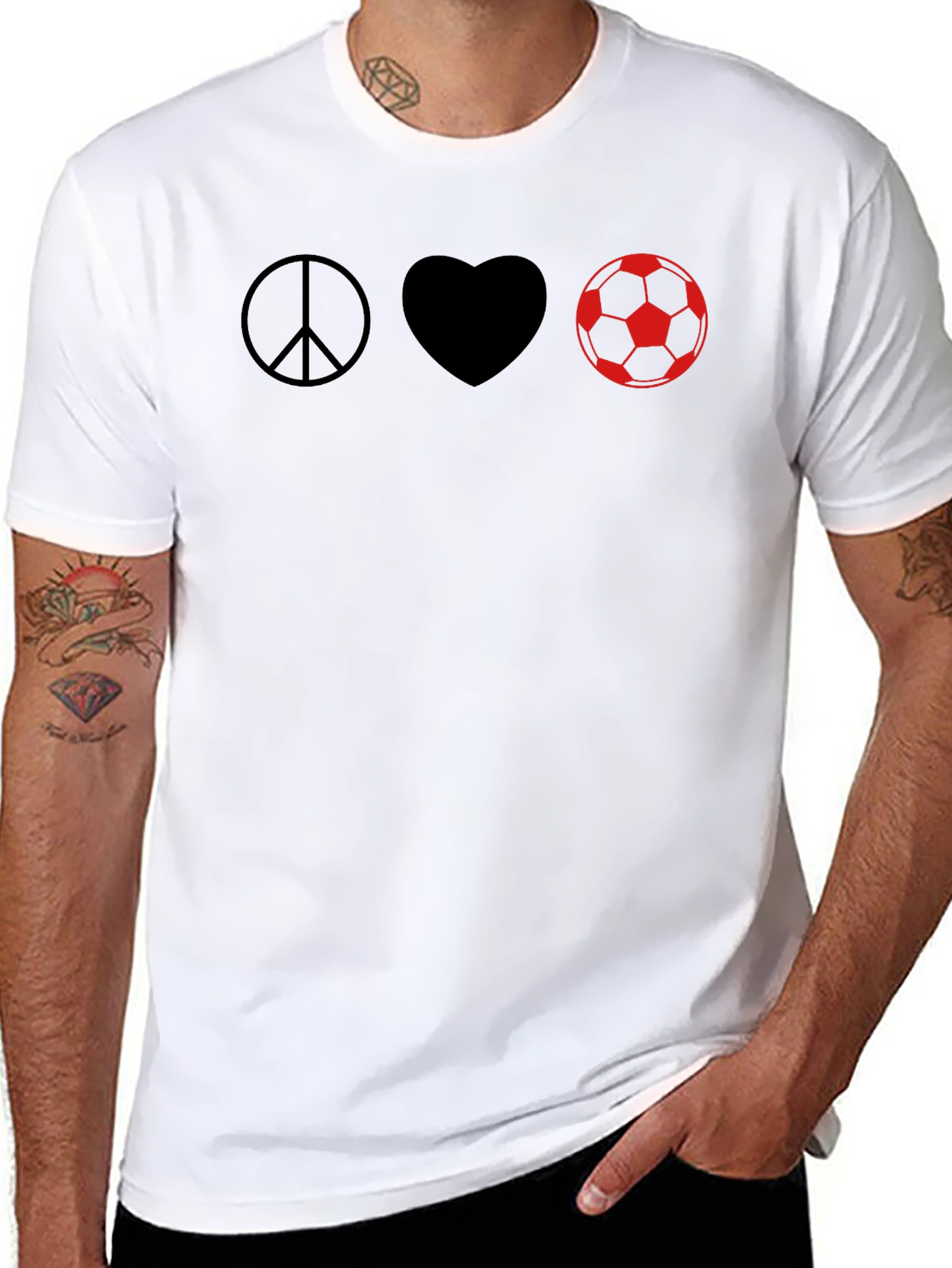 Peace Love Soccer T-Shirt - Black