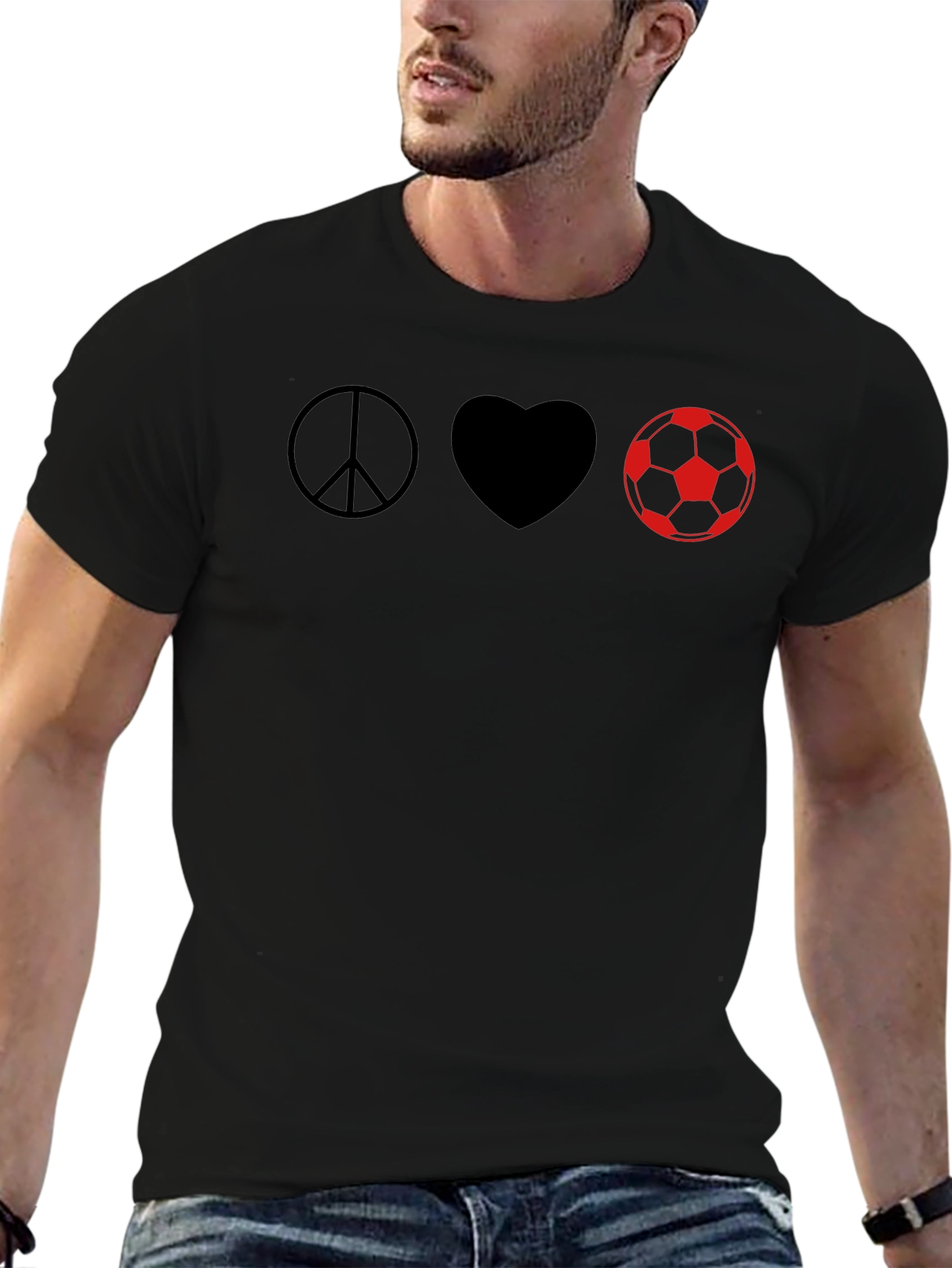 Peace Love Soccer T-Shirt - Black