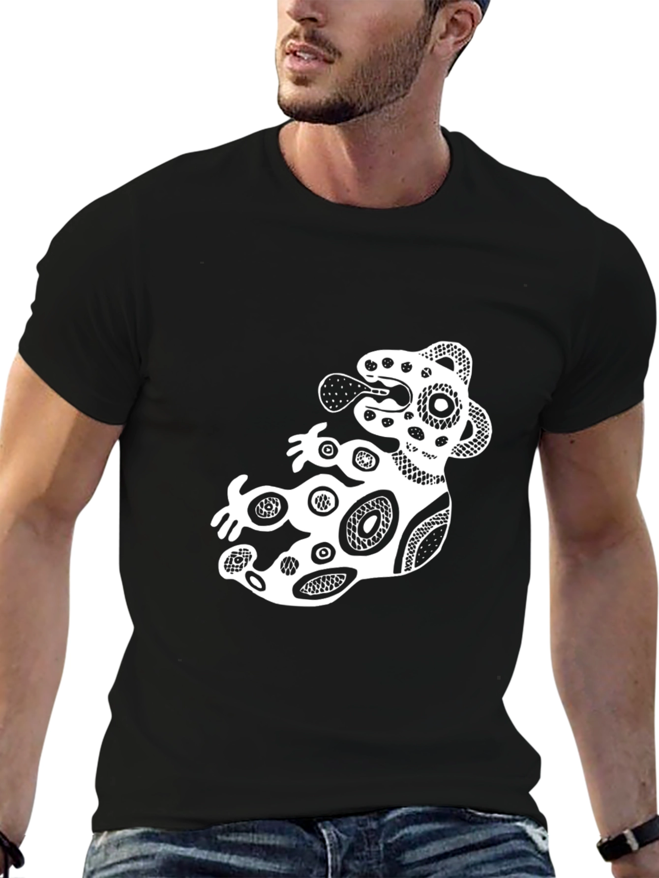 Stylish Black Graphic Tee - Abstract Design