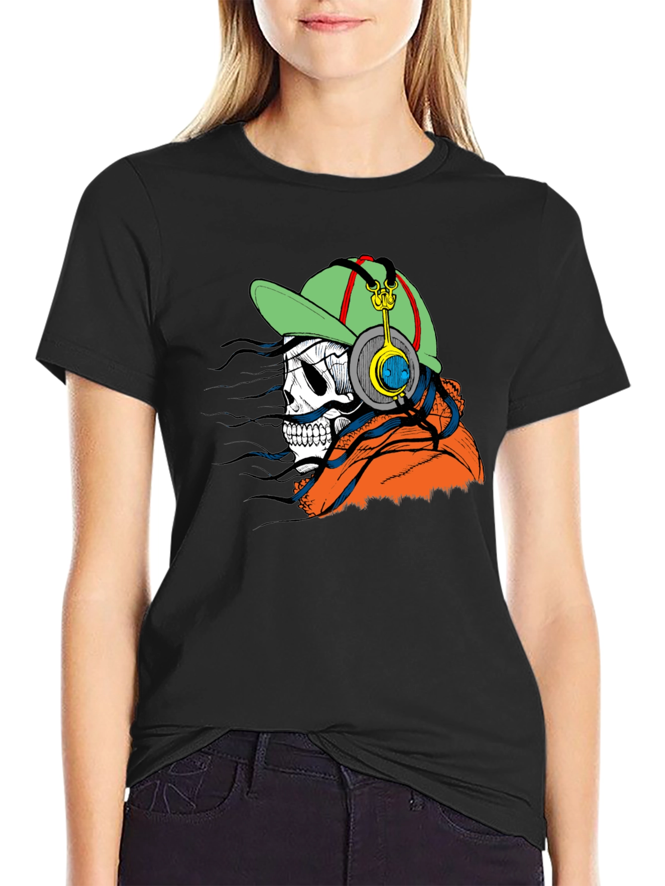 Skull Headphone Graphic Tee - Mens Black T-Shirt