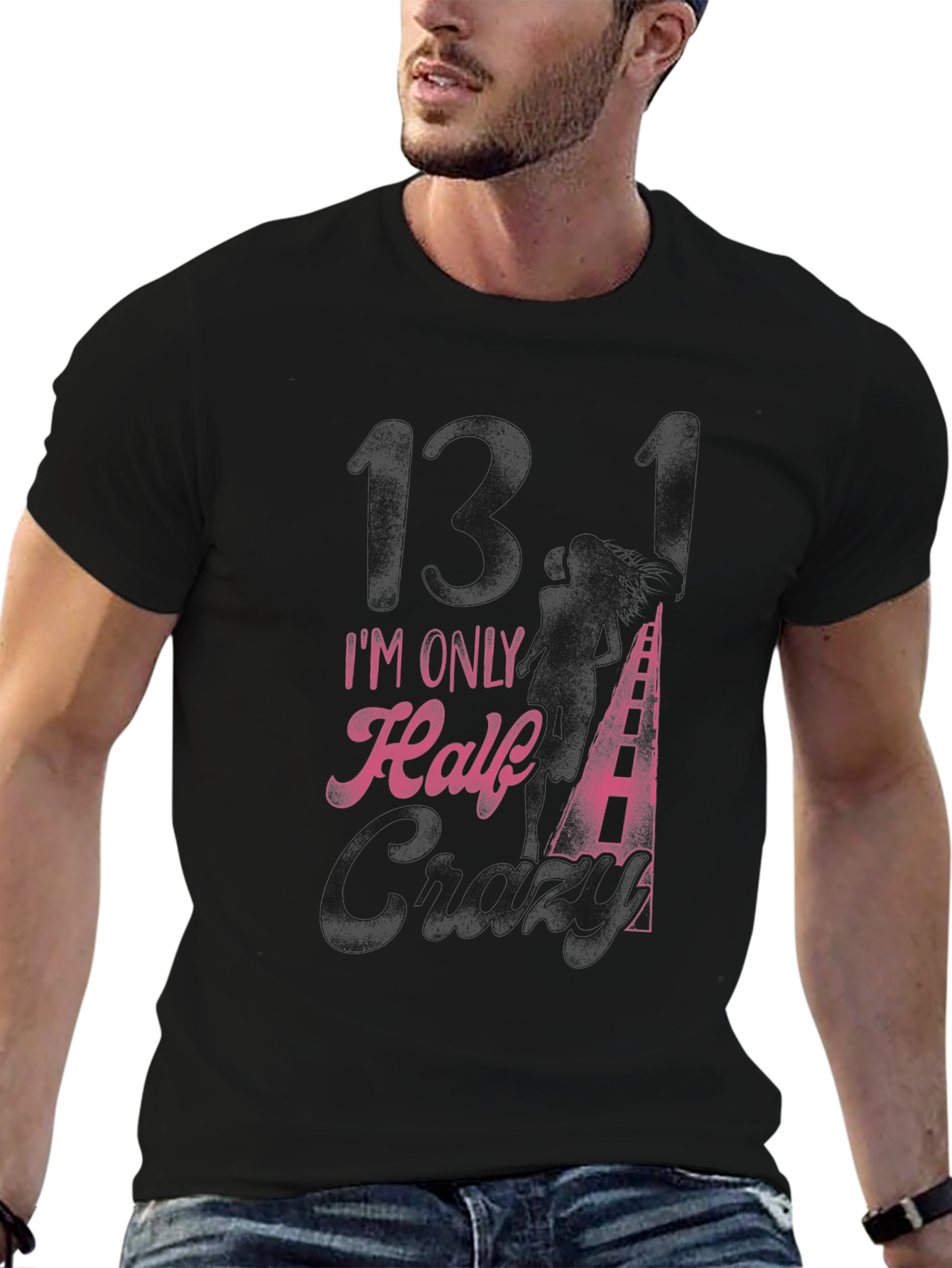 Im Only Half Crazy Black Graphic Tee