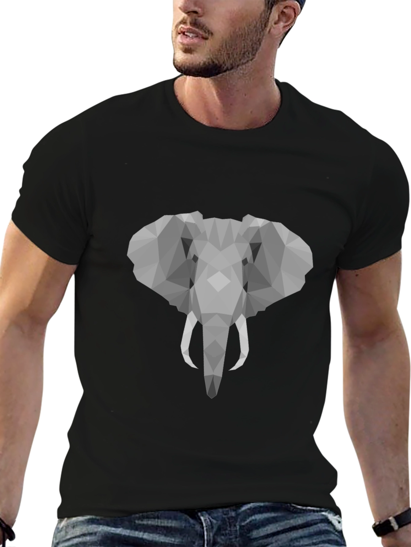 Geometric Elephant Graphic T-Shirt - Stylish Mens Tee
