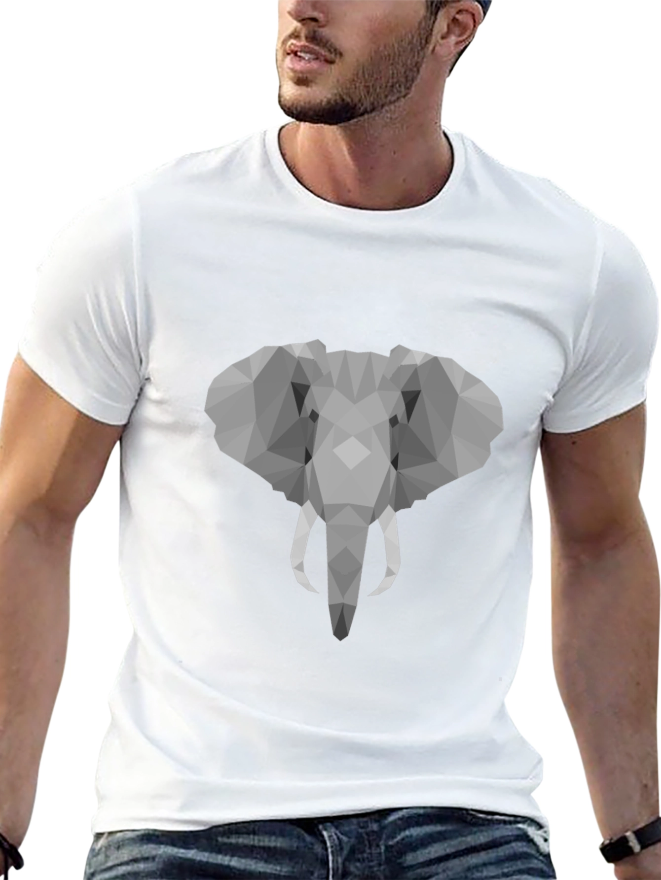 Geometric Elephant Graphic T-Shirt - Stylish Mens Tee