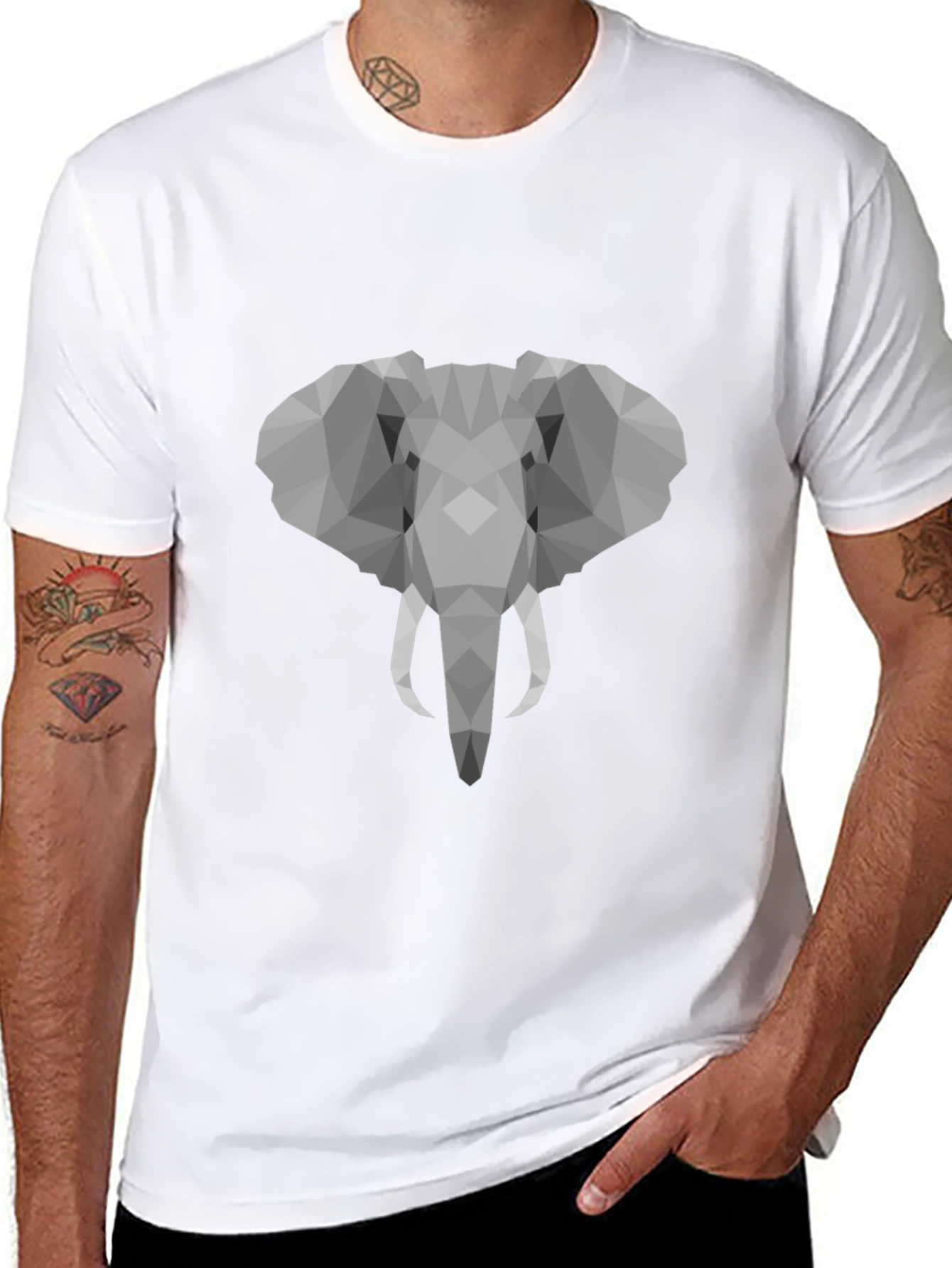 Geometric Elephant Graphic T-Shirt - Stylish Mens Tee