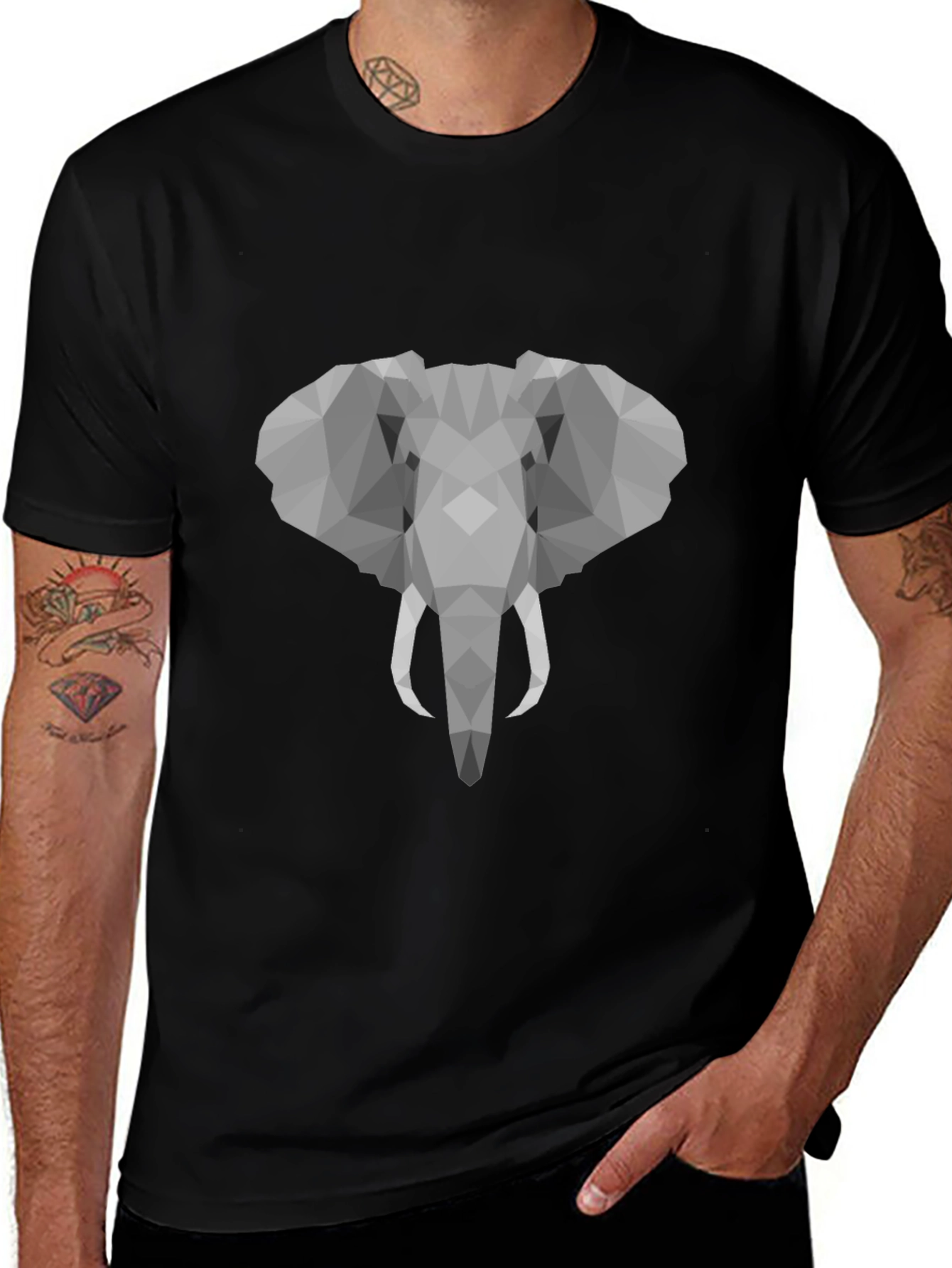 Geometric Elephant Graphic T-Shirt - Stylish Mens Tee