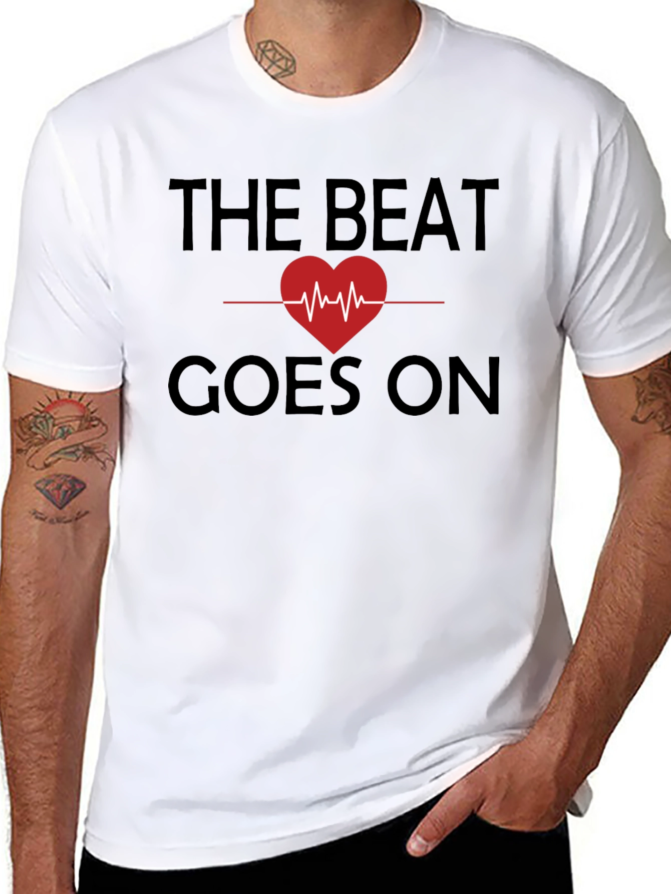 The Beat Goes On Graphic Tee - Heartbeat Design
