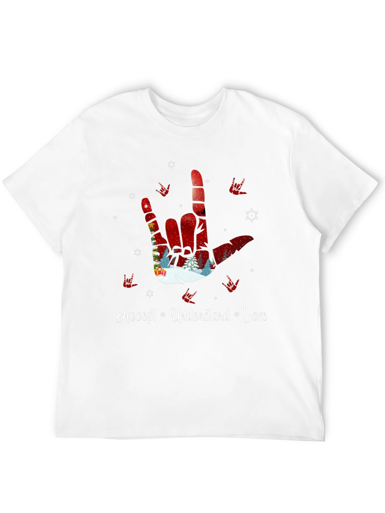 Accept Understand Love ASL Christmas T-Shirt