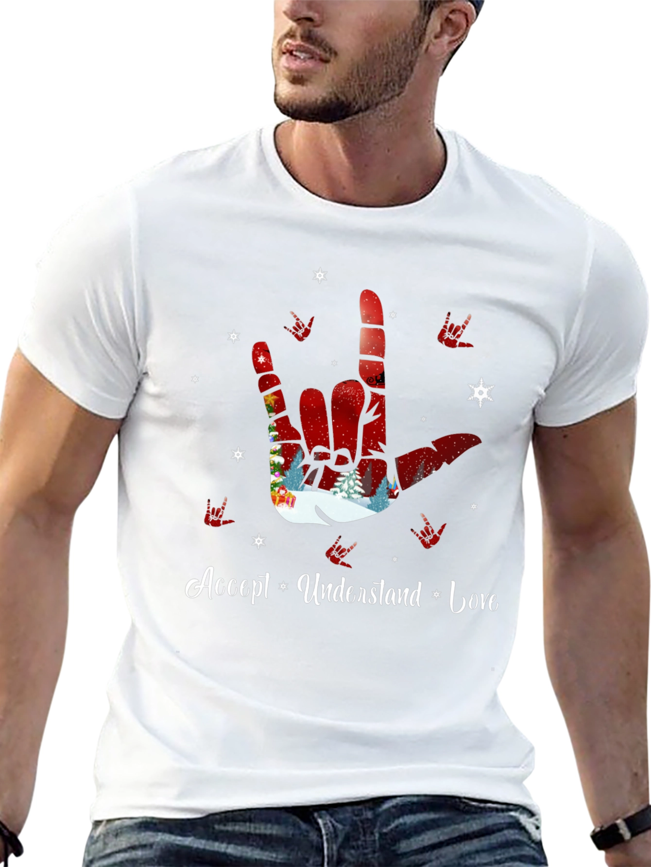 Accept Understand Love ASL Christmas T-Shirt