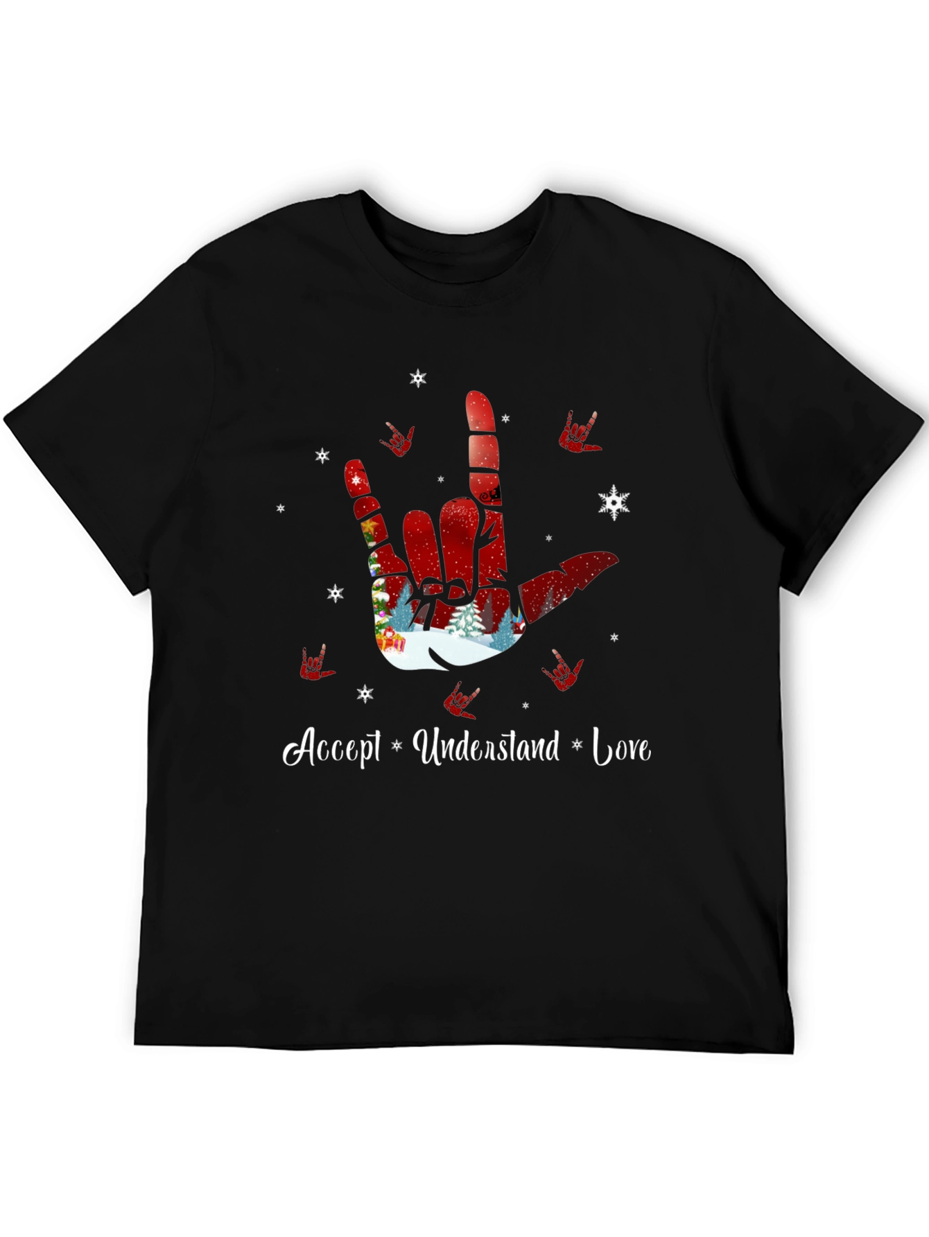 Accept Understand Love ASL Christmas T-Shirt