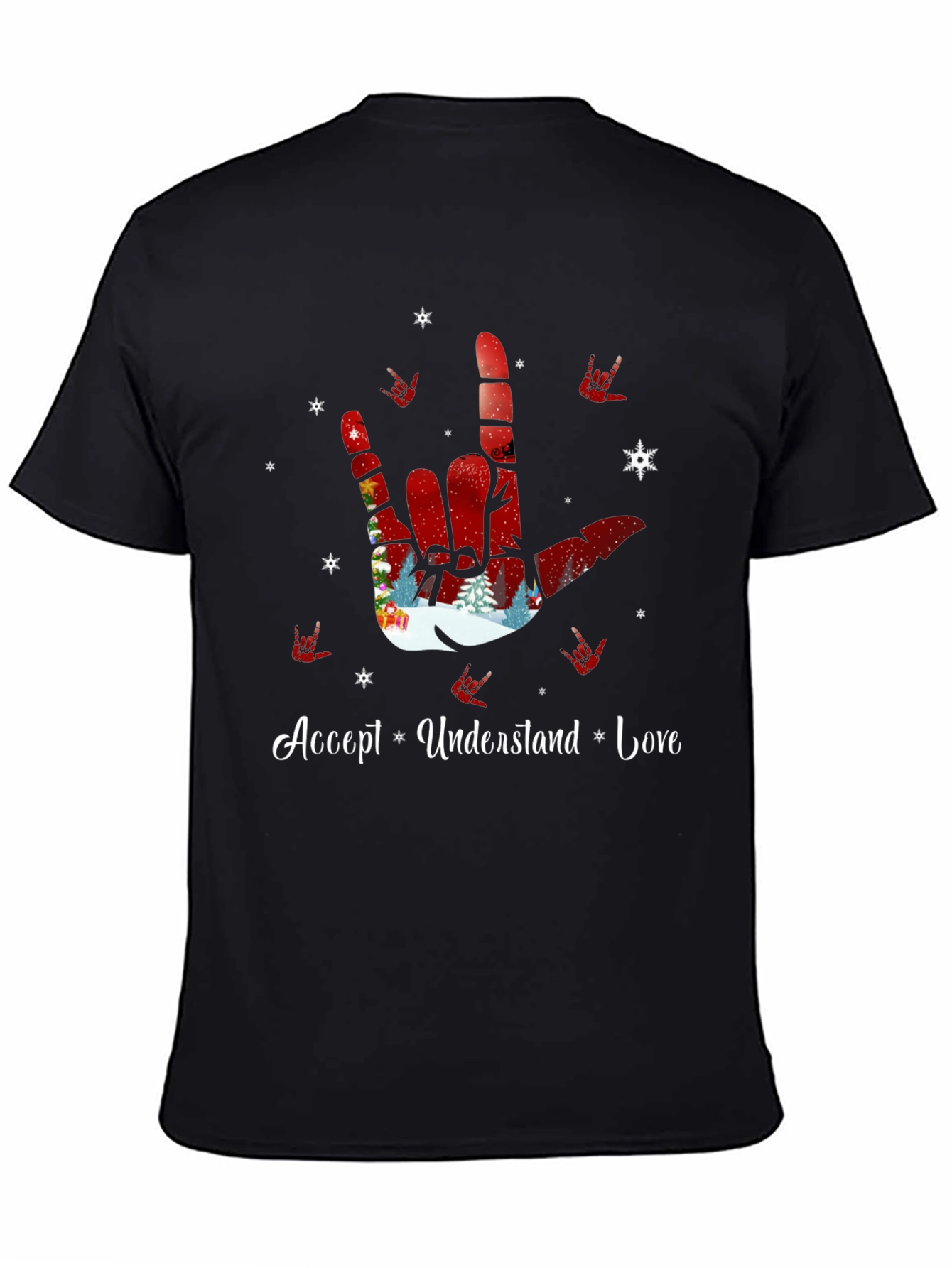 Accept Understand Love ASL Christmas T-Shirt