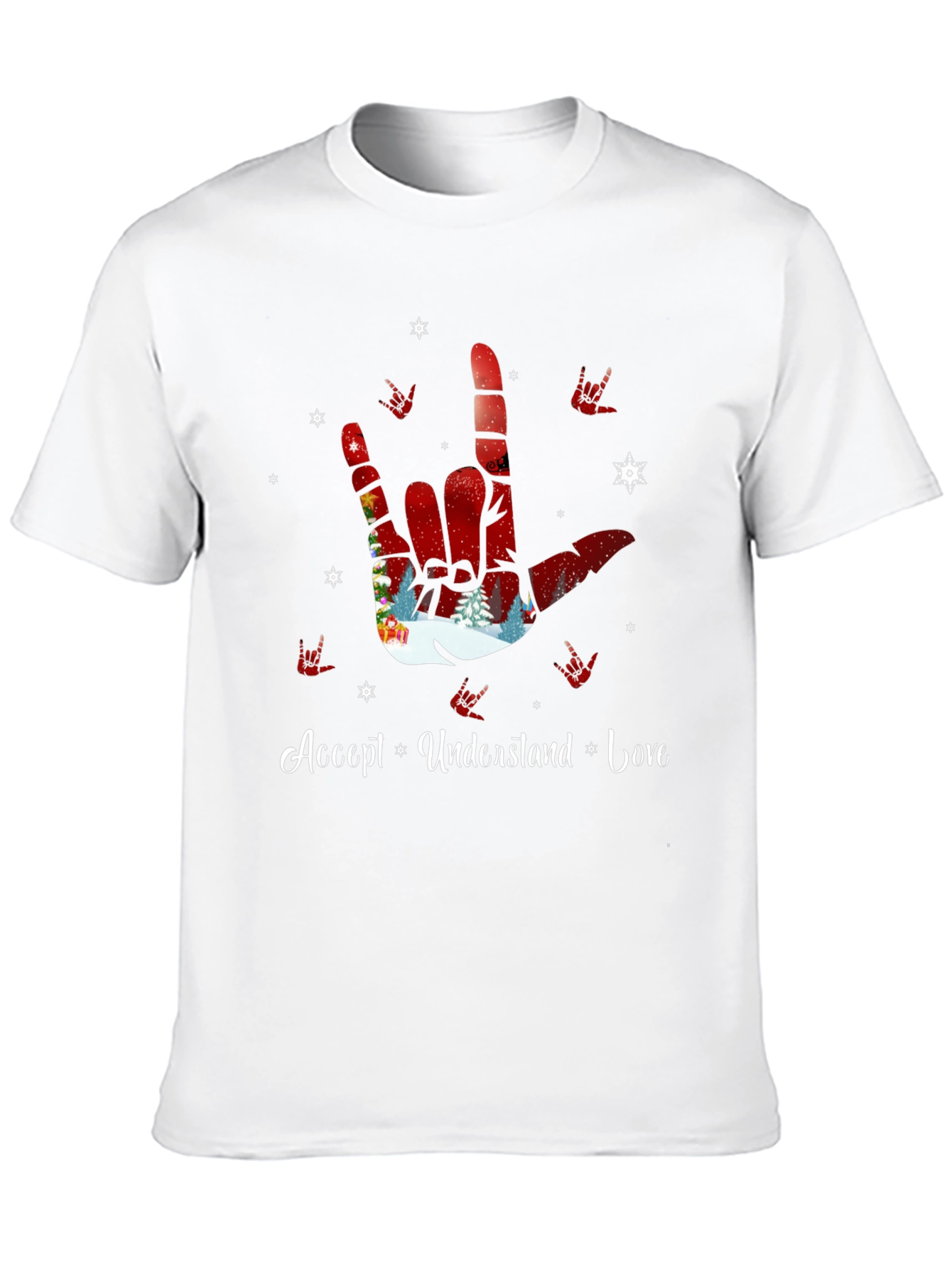Accept Understand Love ASL Christmas T-Shirt