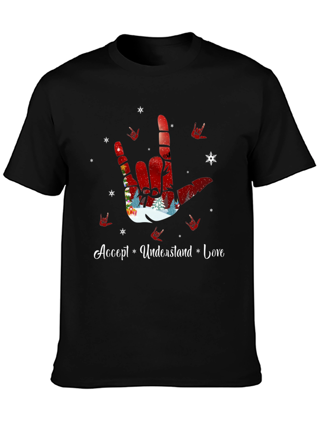 Accept Understand Love ASL Christmas T-Shirt
