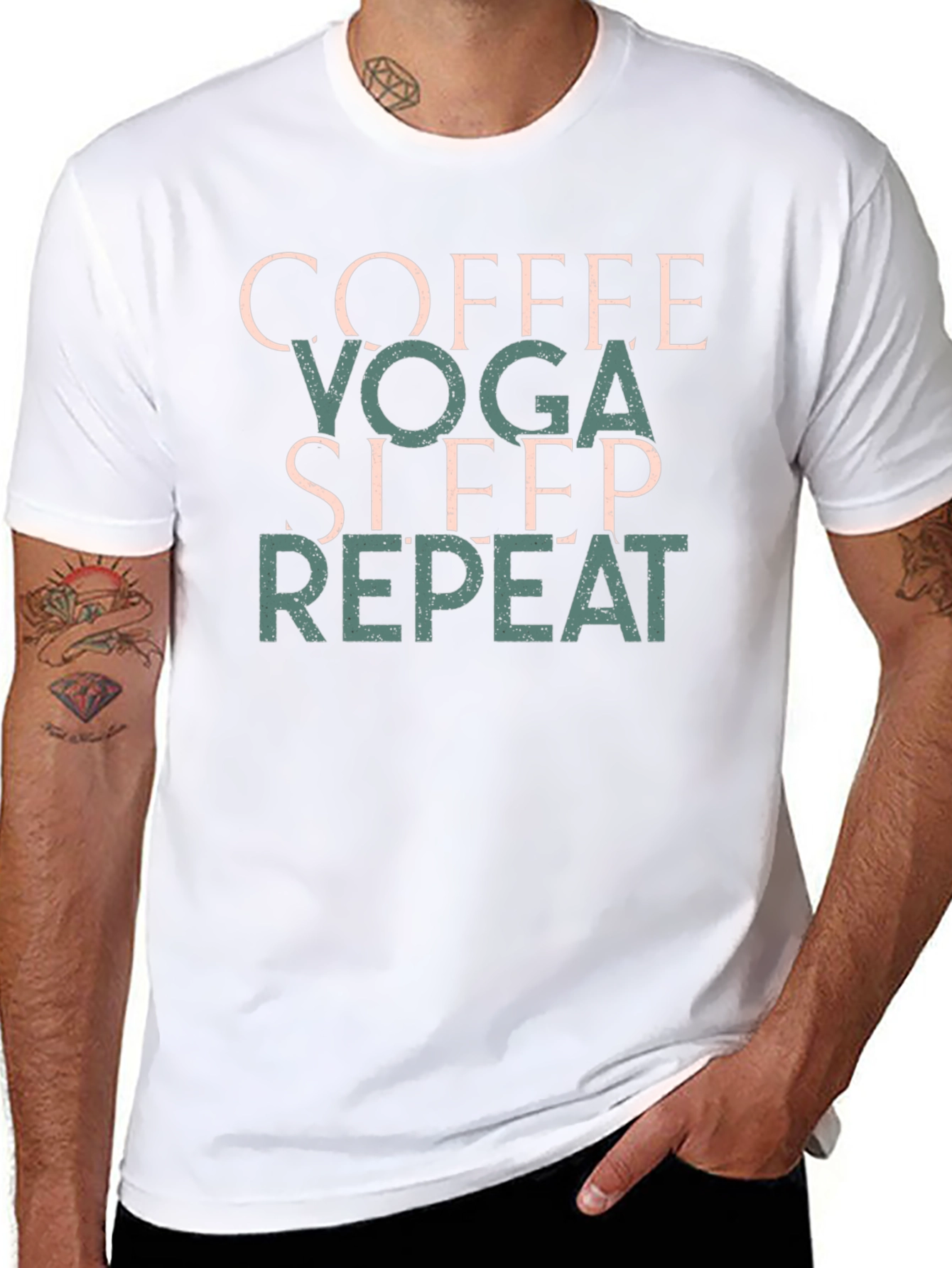 Coffee Yoga Sleep Repeat T-Shirt Black