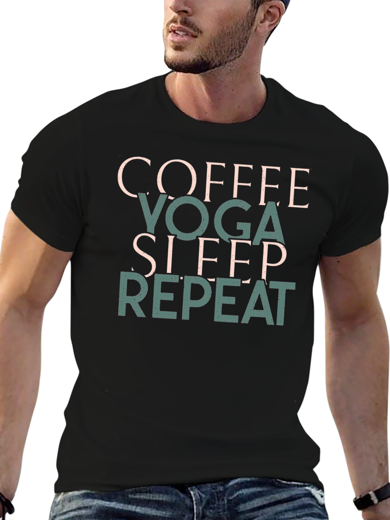 Coffee Yoga Sleep Repeat T-Shirt Black