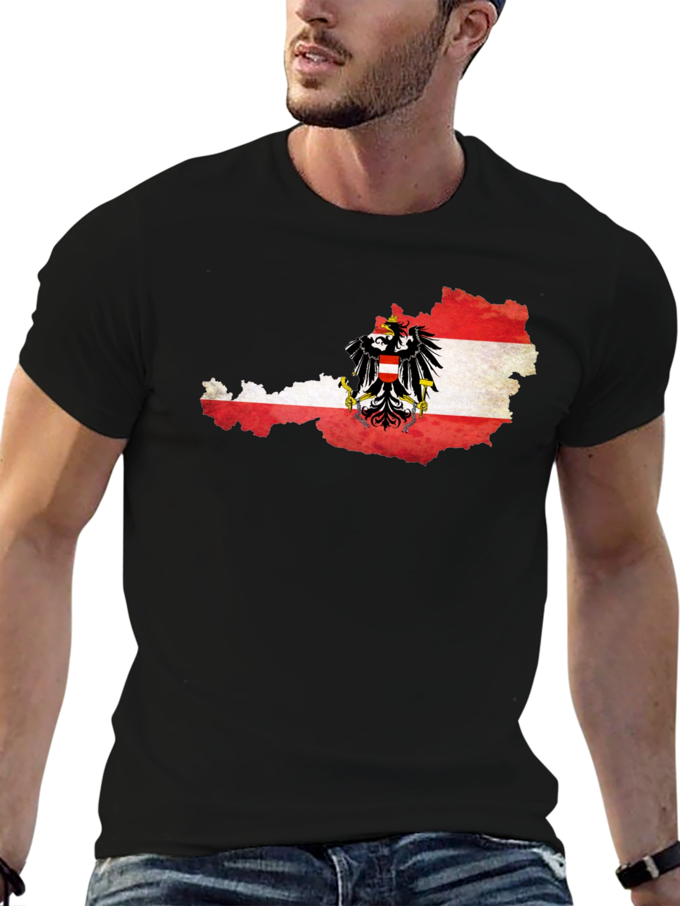 Austria Flag Map T-Shirt - Black Graphic Tee