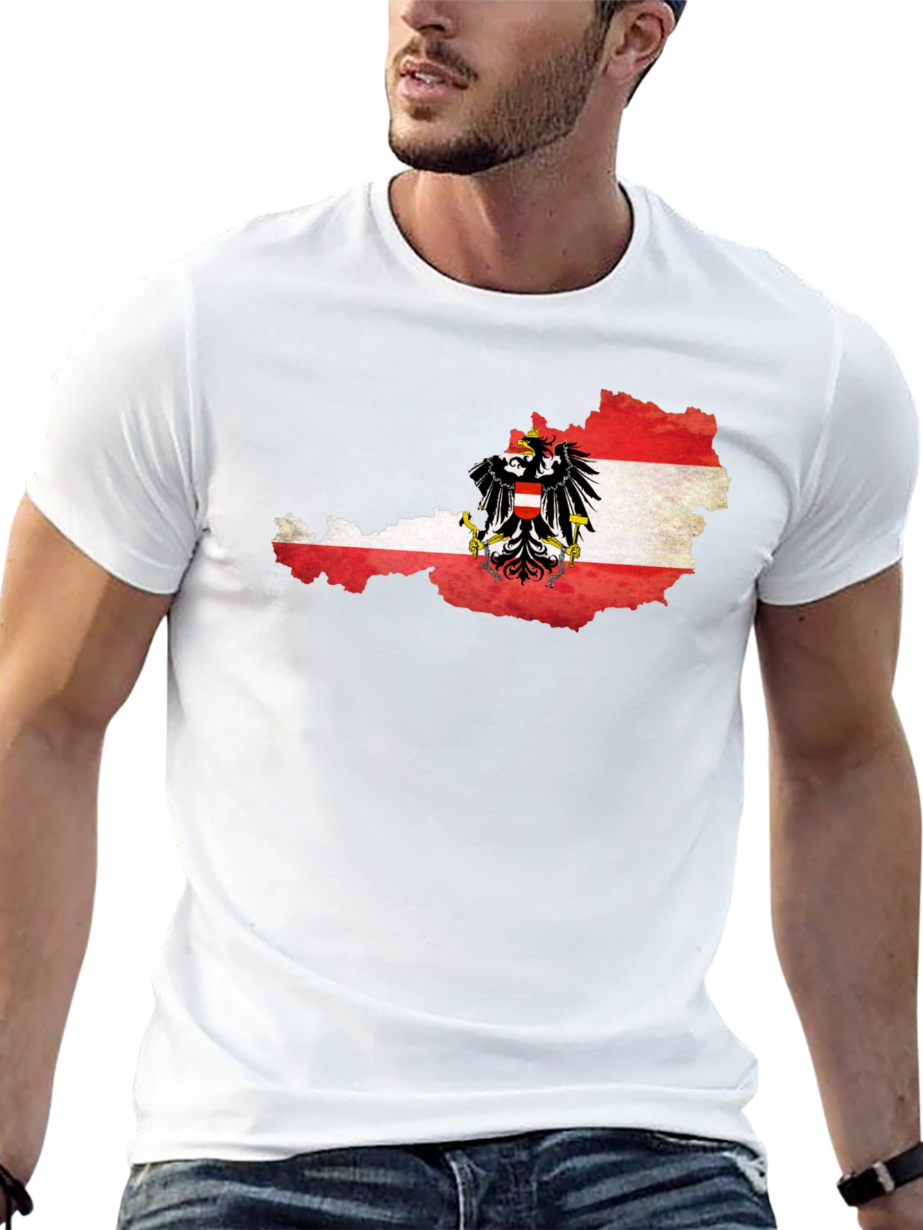 Austria Flag Map T-Shirt - Black Graphic Tee