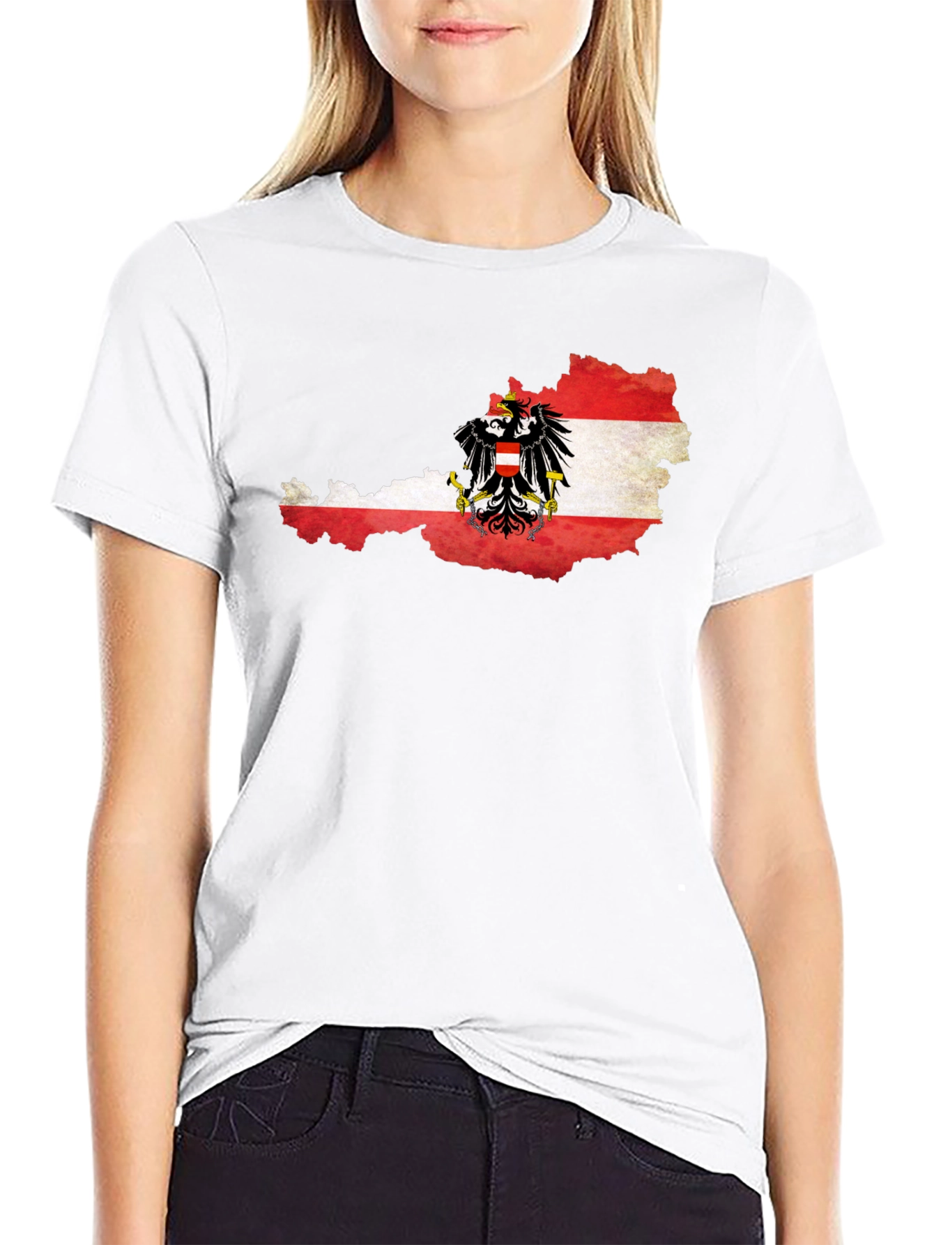 Austria Flag Map T-Shirt - Black Graphic Tee