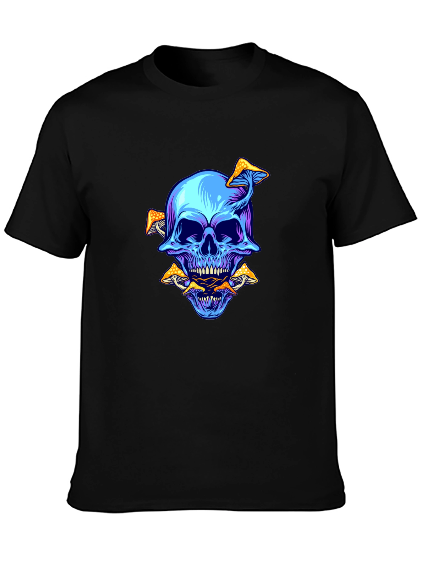 Skull & Mushroom Graphic Tee - Black