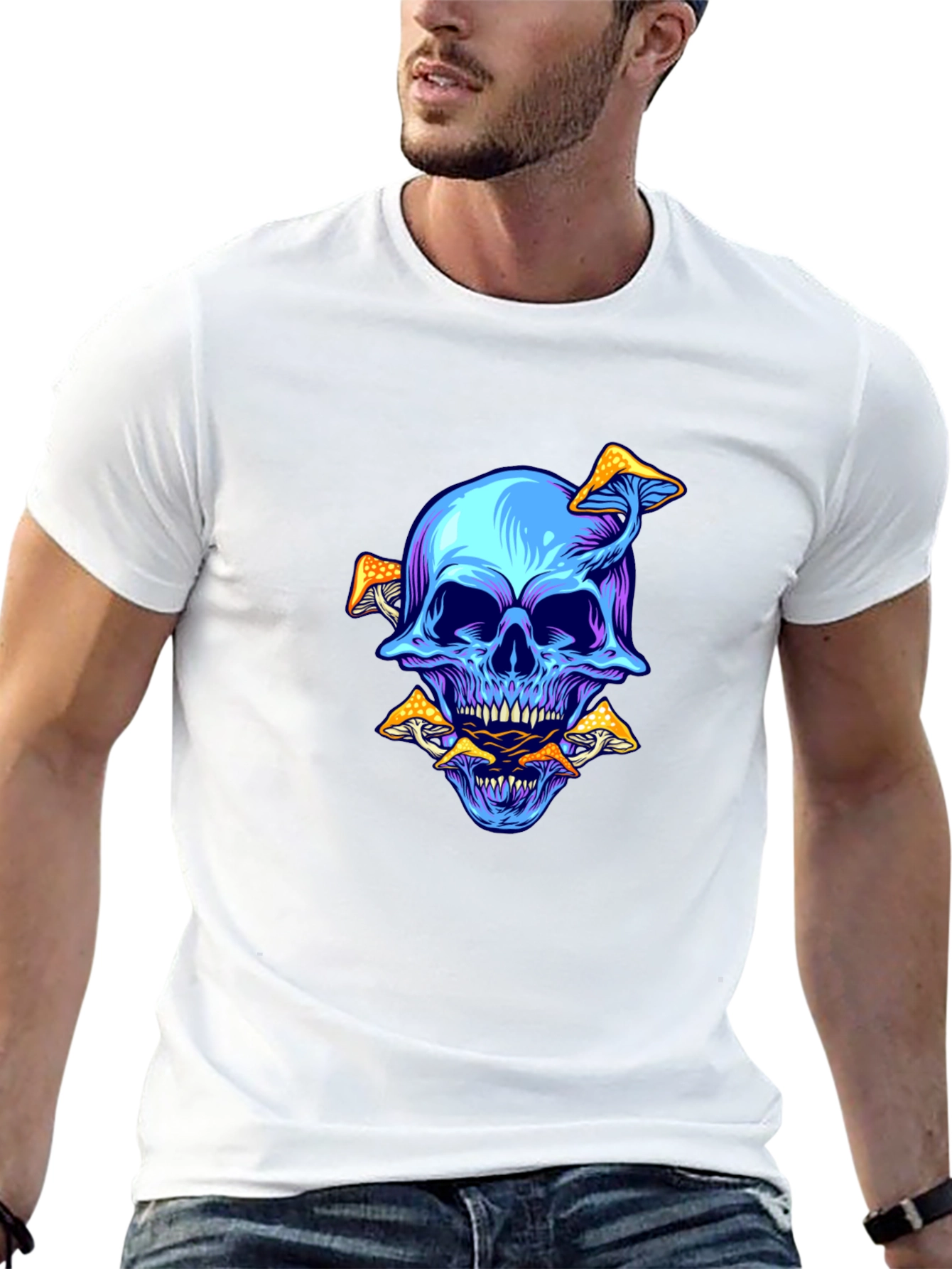 Skull & Mushroom Graphic Tee - Black