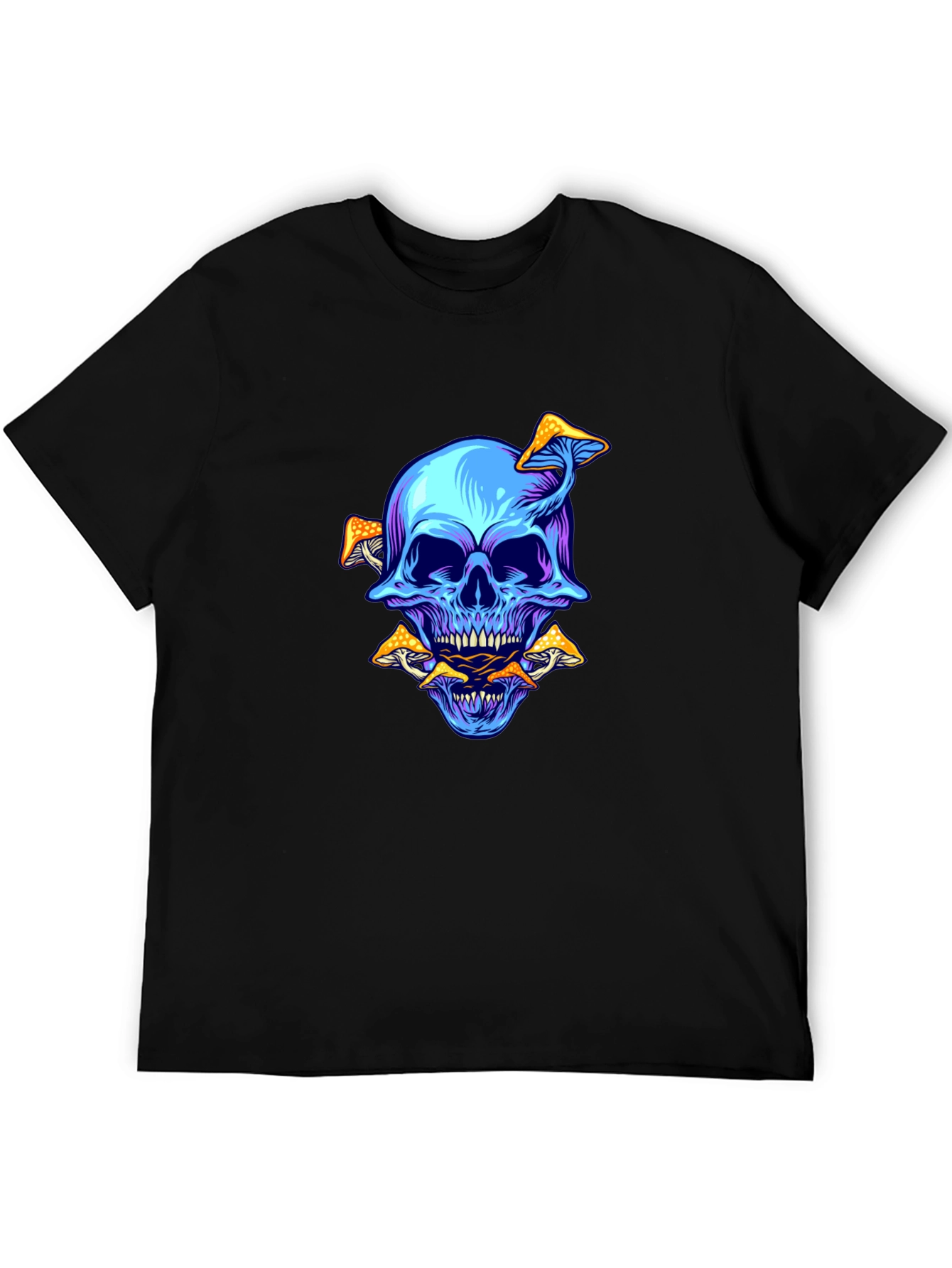 Skull & Mushroom Graphic Tee - Black