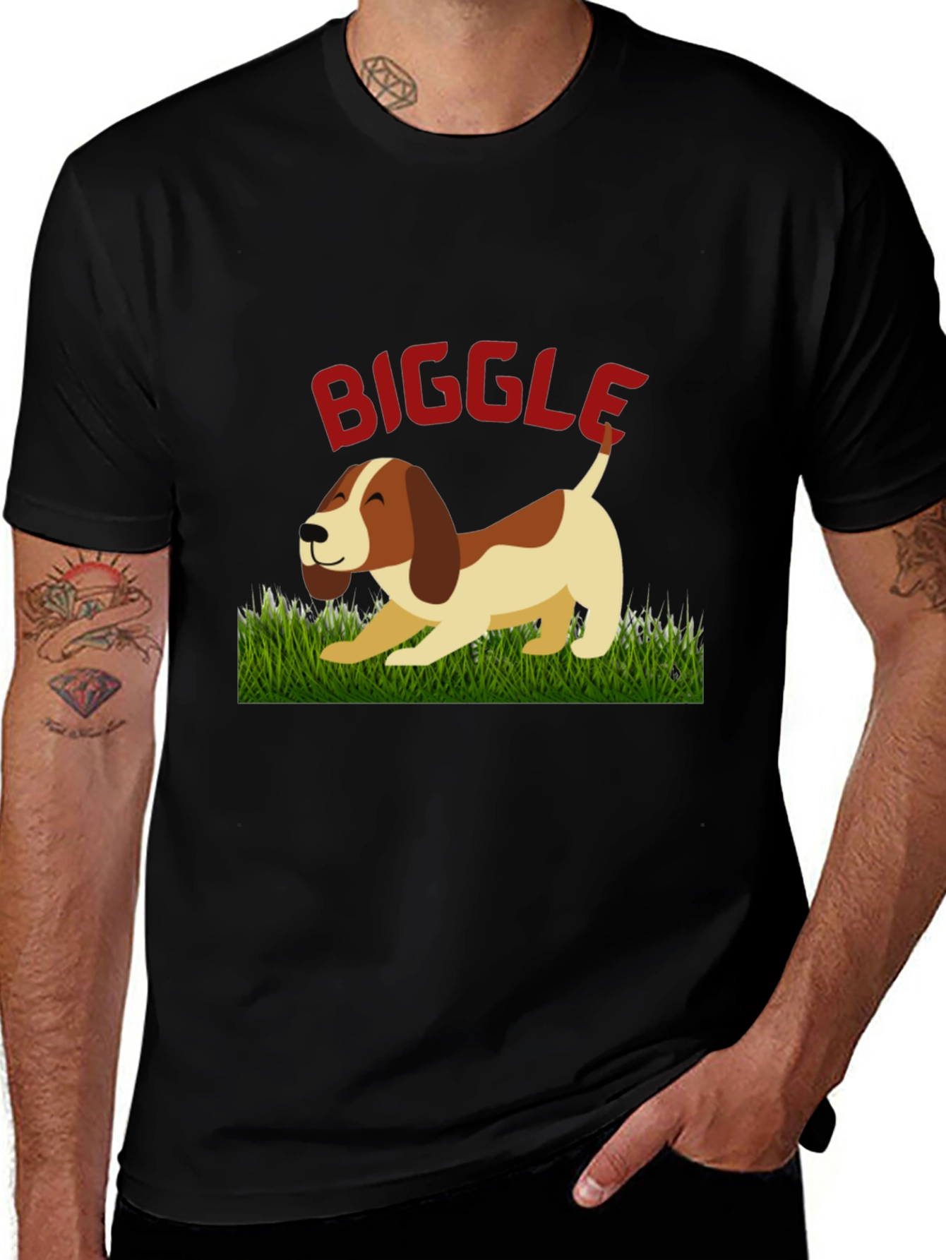 Biggle Dog Graphic Tee - Unisex Black T-Shirt