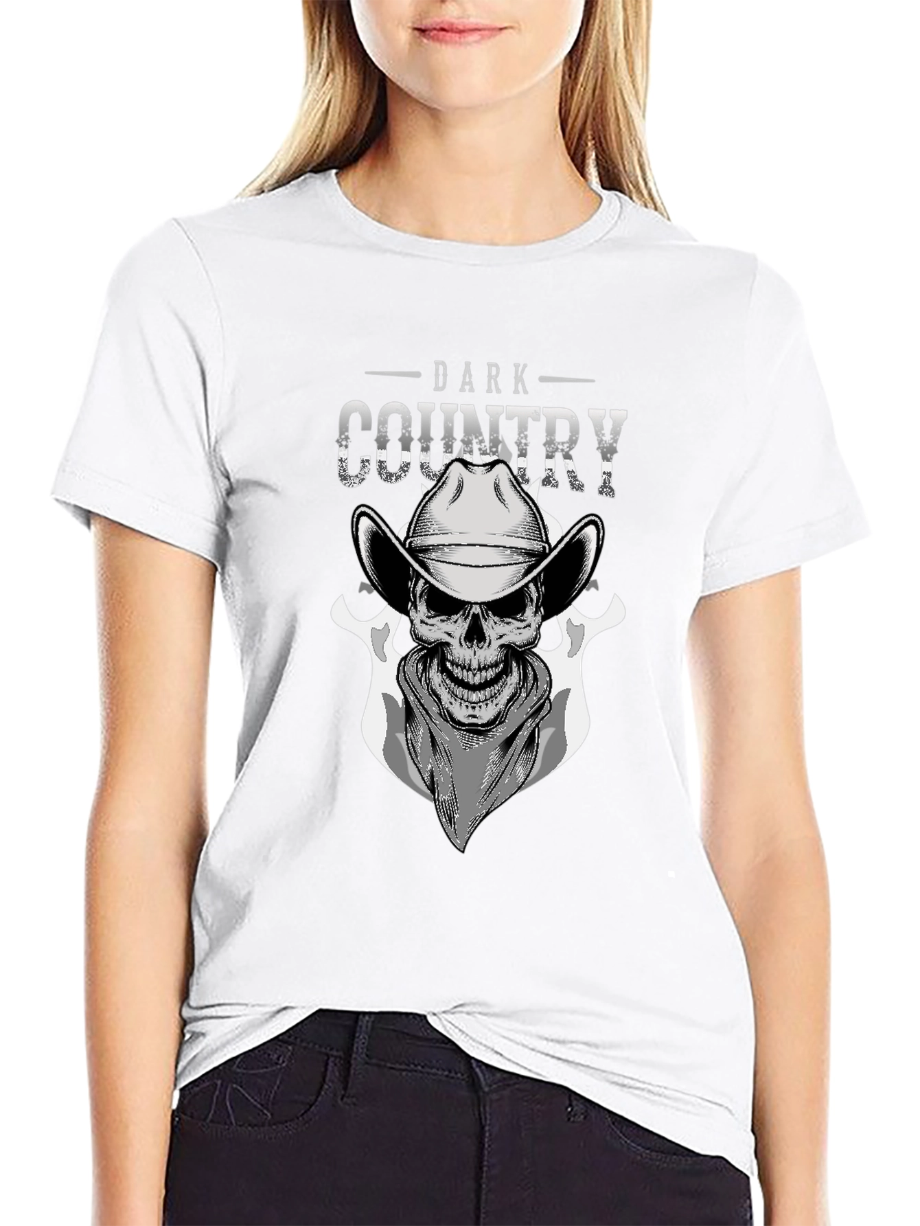 Dark Country Skull Graphic T-Shirt